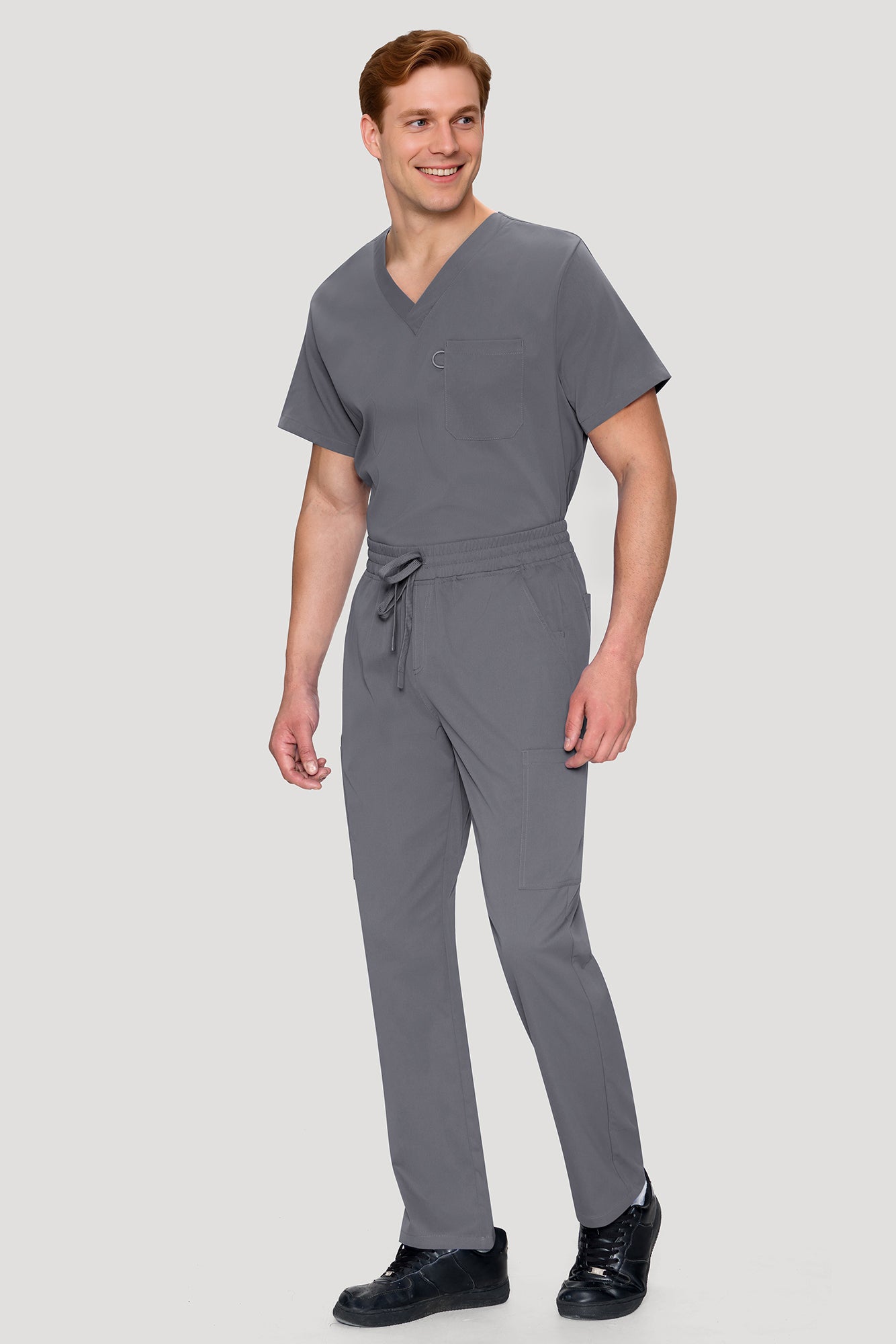 COZYFIT Scrubs for Men Set - V-Neck Scrub Top and Straight Leg Pants with 11 Pockets
