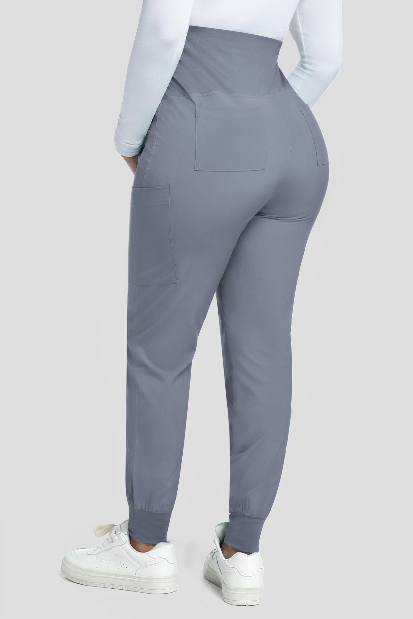 COZYFIT Maternity Scrub Pants - Pregnancy Jogger Pants for Women Workwear with Stretch Belly Panel, 4 Pockets