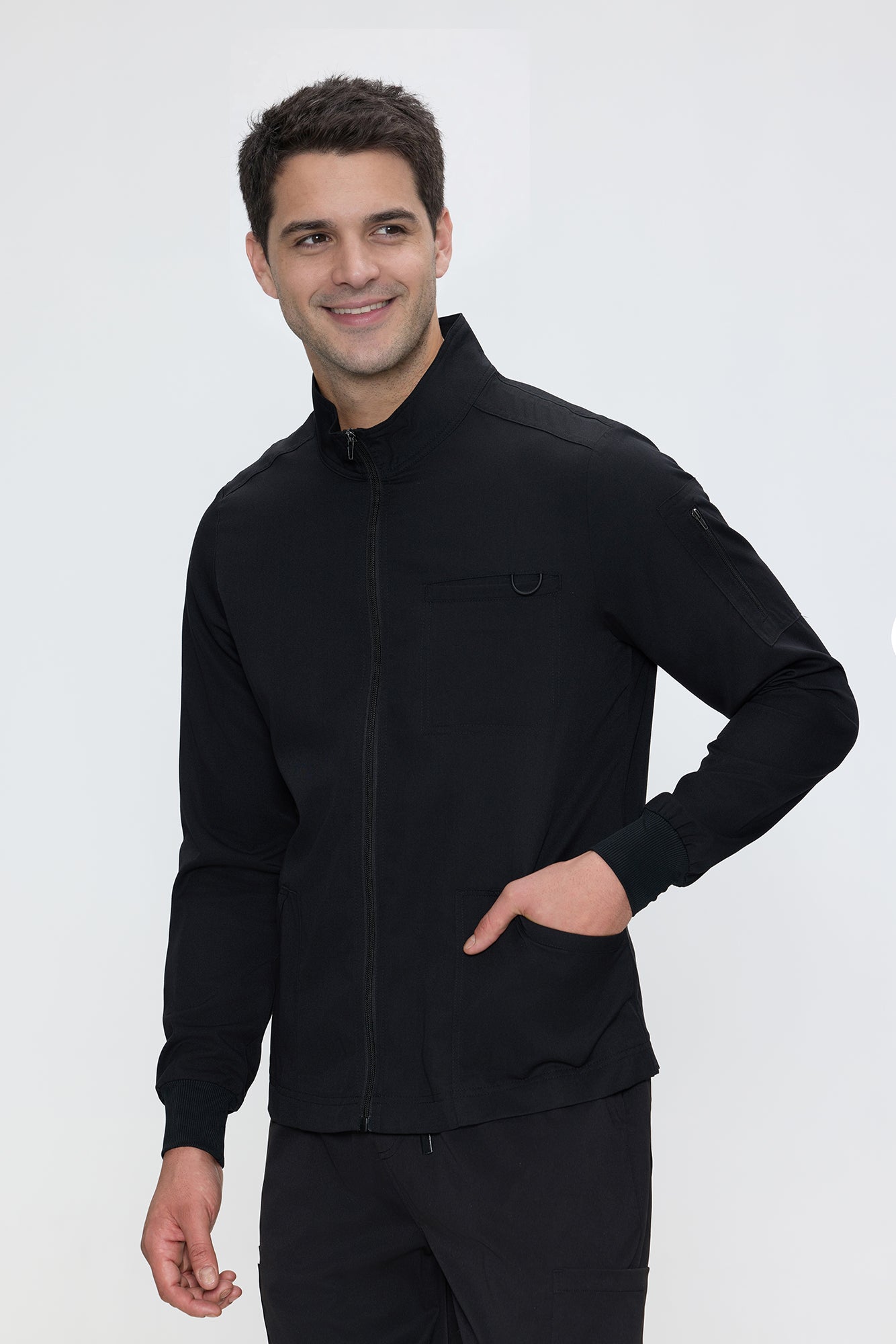 Scrub Jacket Men, Zip Front Men's Medical Scrub Jacket with 5 Pockets, Soft Stretch Fabric