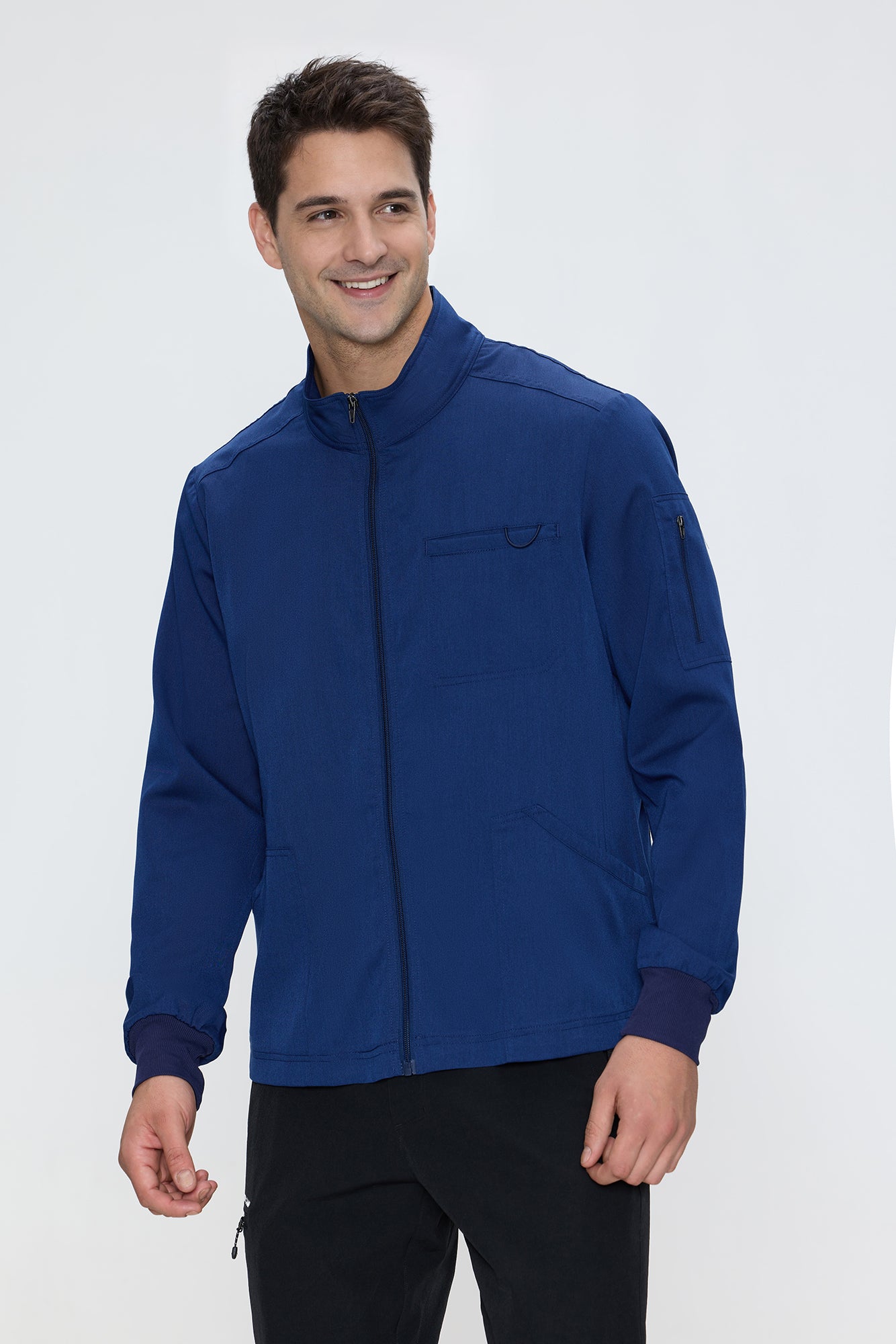 Scrub Jacket Men, Zip Front Men's Medical Scrub Jacket with 5 Pockets, Soft Stretch Fabric