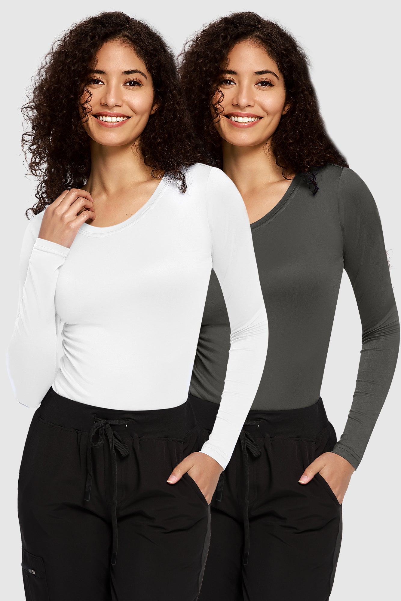 COZYFIT 2 Pack Underscrub Long Sleeve Women - Undershirts for Women Soft Fabric