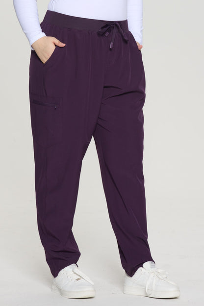 Women's 5-Pocket Drawstring Jogger Scrub Pants, Dark Purple, Drawstring Detail