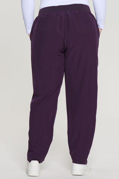 Women's 5-Pocket Drawstring Jogger Scrub Pants, Dark Purple, Back View