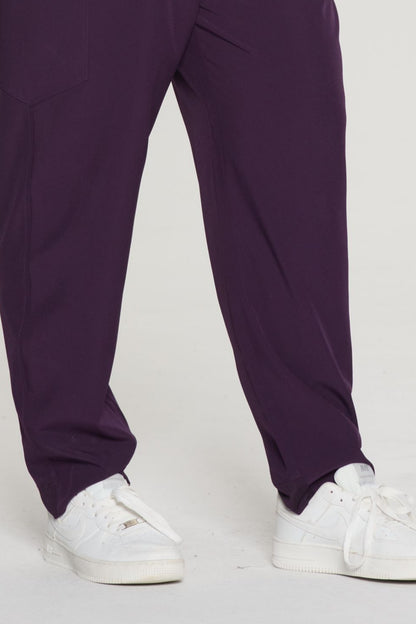 Women's 5-Pocket Drawstring Jogger Scrub Pants, Dark Purple, Cuff Detail