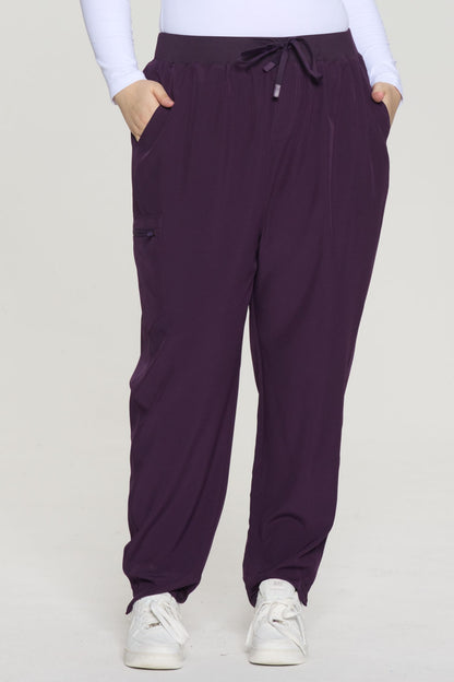 Women's 5-Pocket Drawstring Jogger Scrub Pants, Dark Purple, Front View