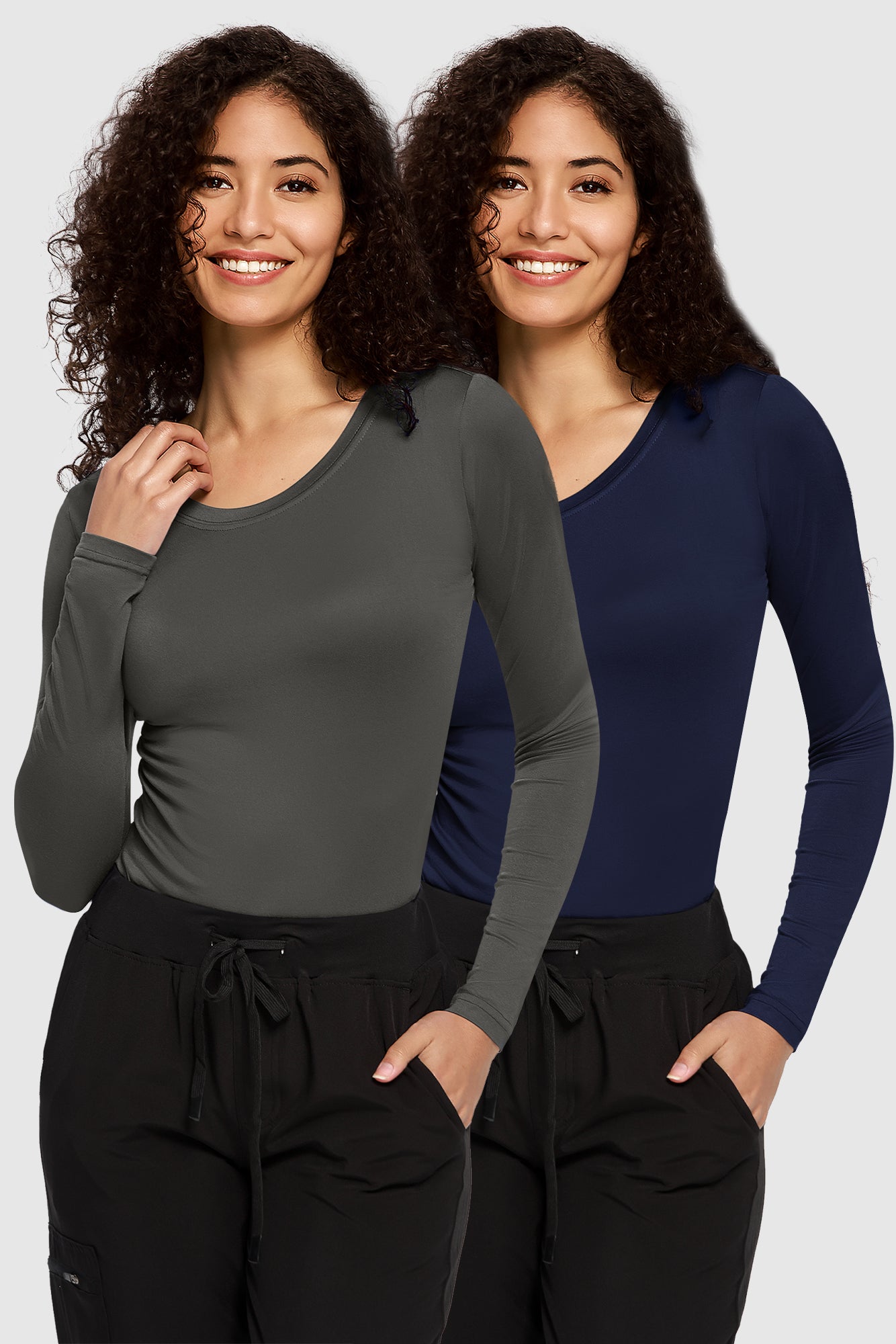 COZYFIT 2 Pack Underscrub Long Sleeve Women - Undershirts for Women Soft Fabric