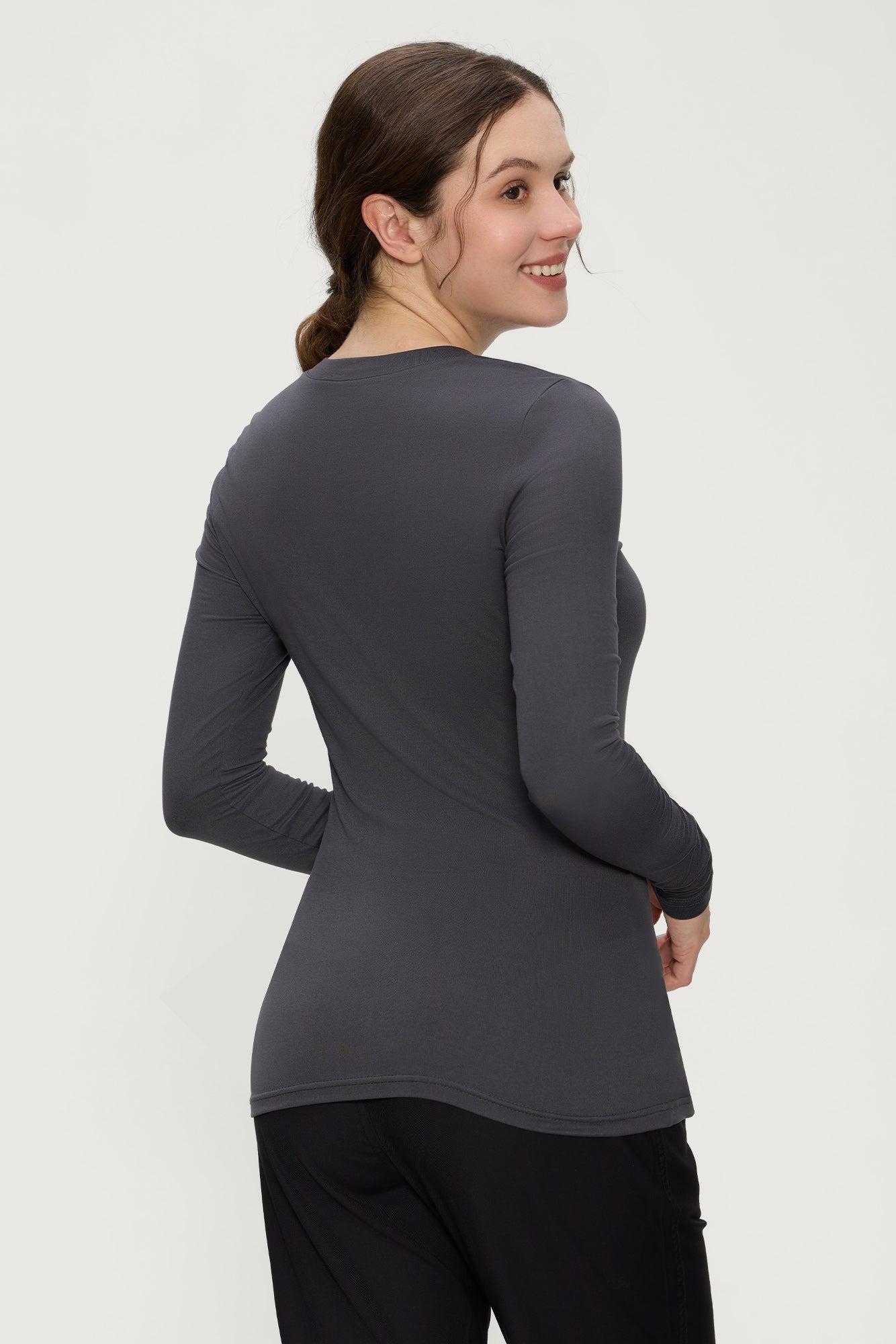 Women’s Underscrub Tee Comfort V-Neck Long Sleeve Undershirt with Soft & Easy Care Fabric