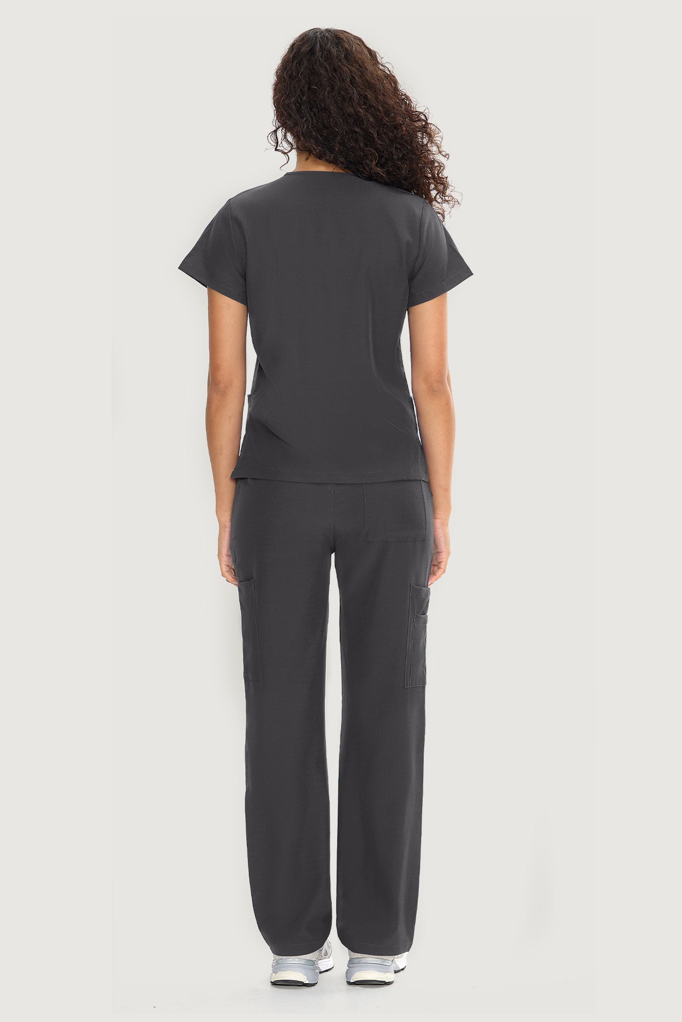 COZYFIT  V-Neck Scrub Top & Straight Leg Pants with 9 Pockets