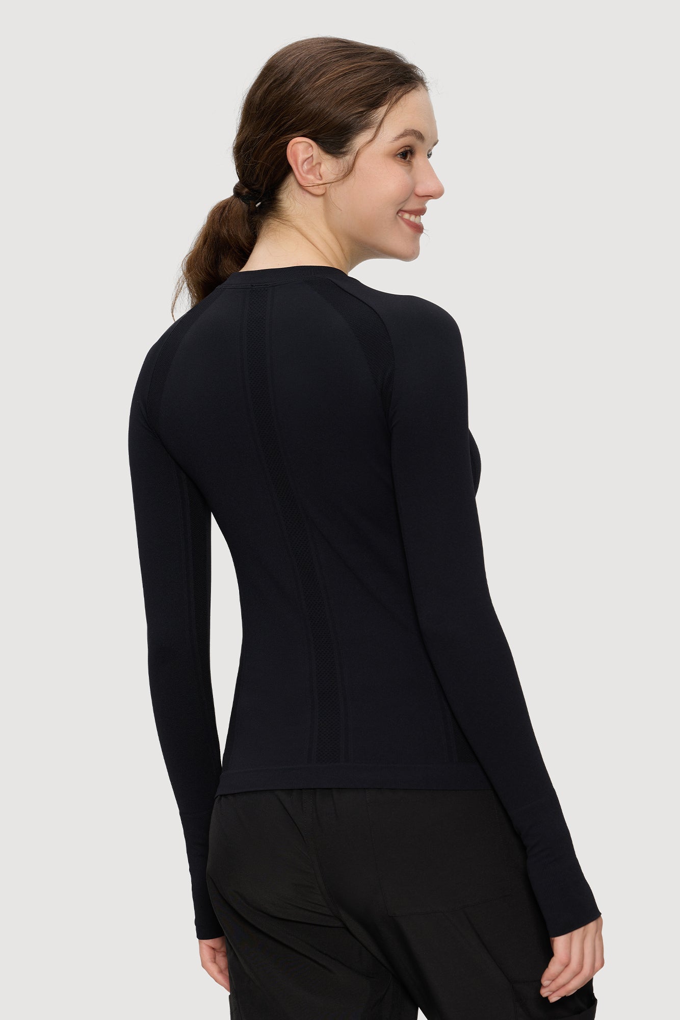 Underscrub Long Sleeve Women, Seamless Athletic Undershirt Cotton Shirts, Thumb Holes Workout Tops