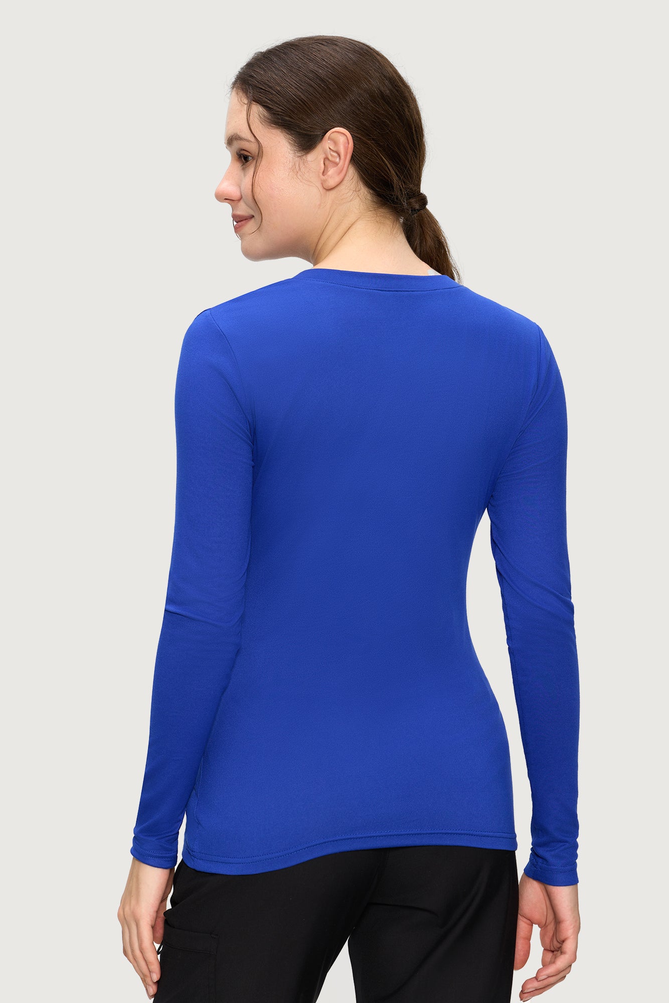 Women’s Underscrub Tee Comfort V-Neck Long Sleeve Undershirt with Soft & Easy Care Fabric