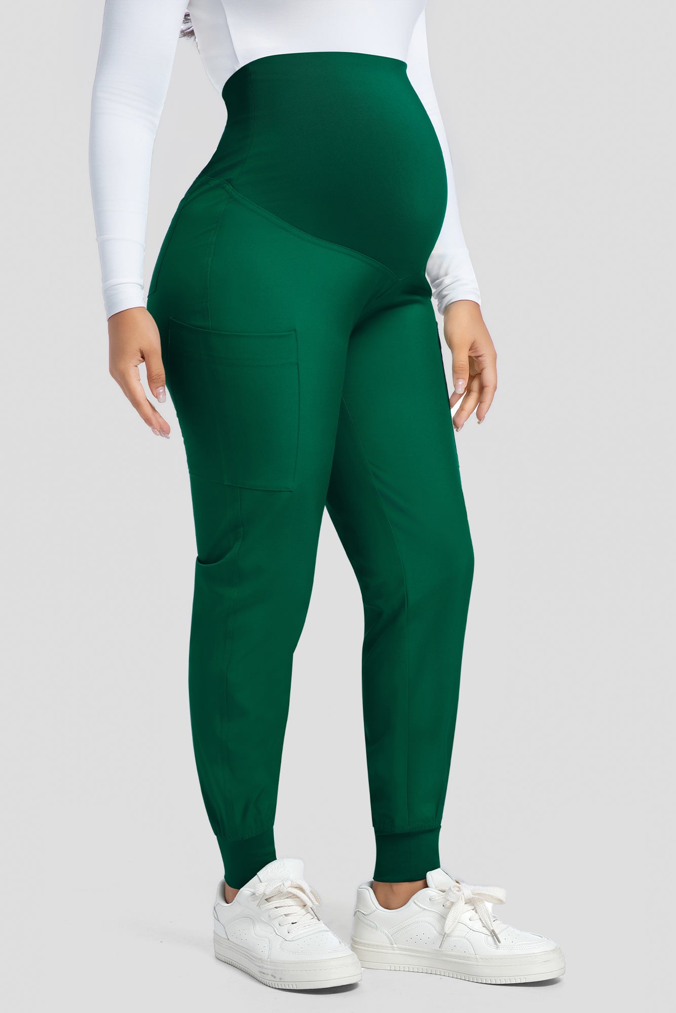 COZYFIT Maternity Scrub Pants - Pregnancy Jogger Pants for Women Workwear with Stretch Belly Panel, 4 Pockets