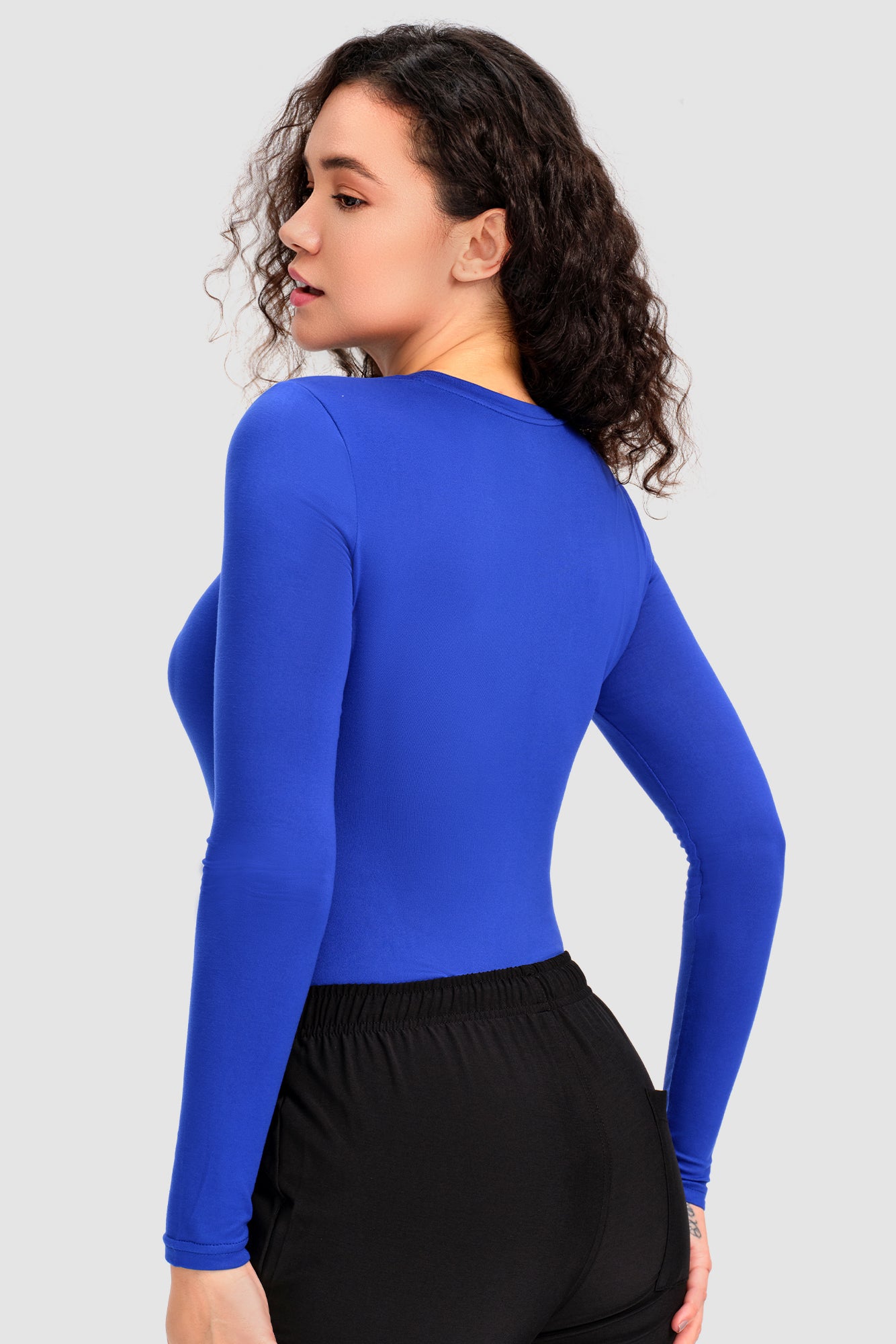 COZYFIT 3 Pack Scrub Undershirts Long Sleeve Women - Underscrub Comfort Tee