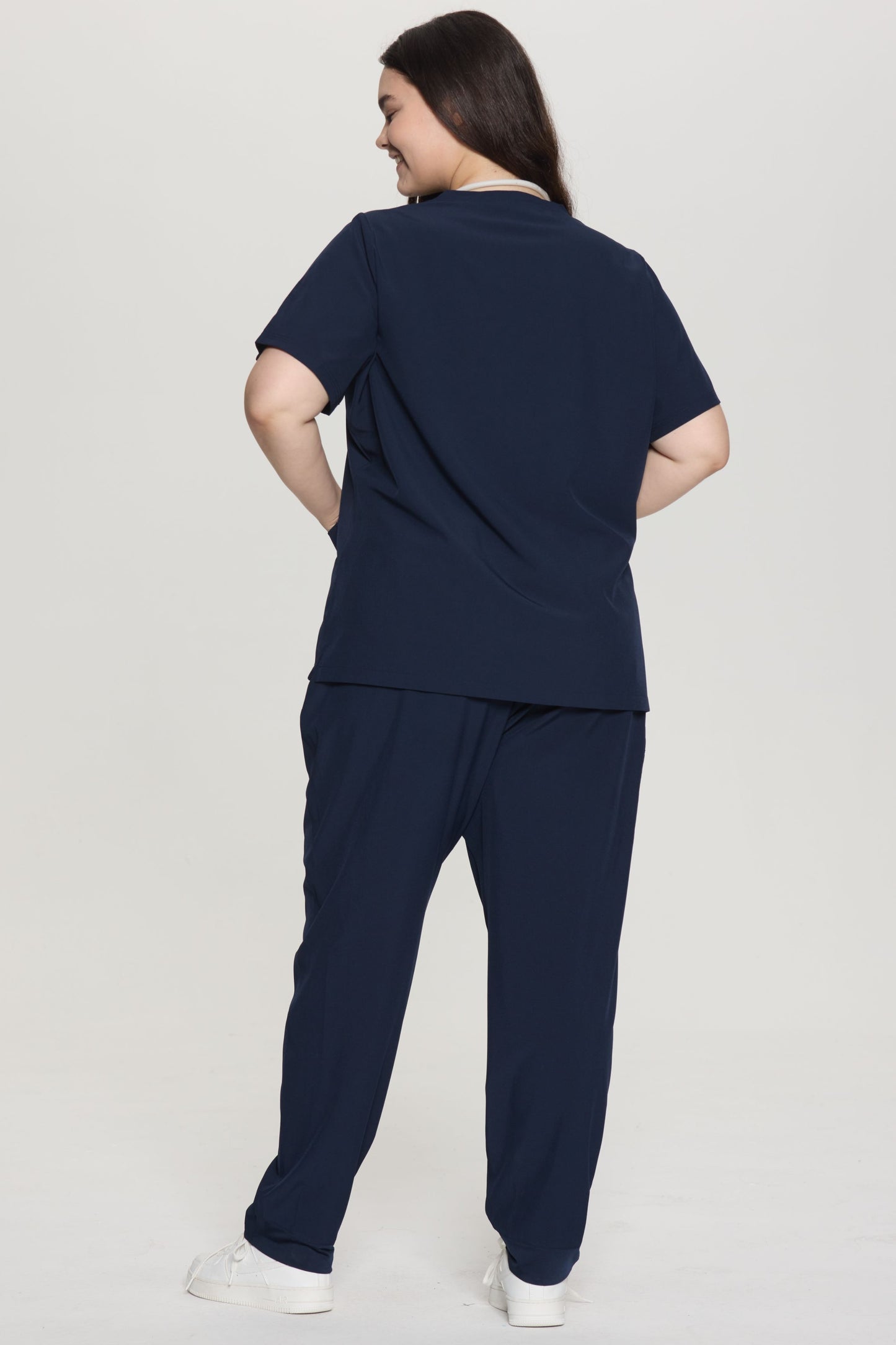 COZYFIT Curved V-Neck Scrub Top & Jogger Pants with 8 Pockets Scrub Sets