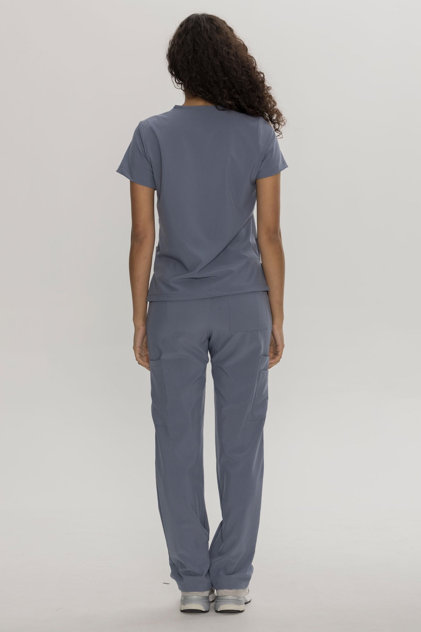 COZYFIT  V-Neck Scrub Top & Straight Leg Pants with 9 Pockets
