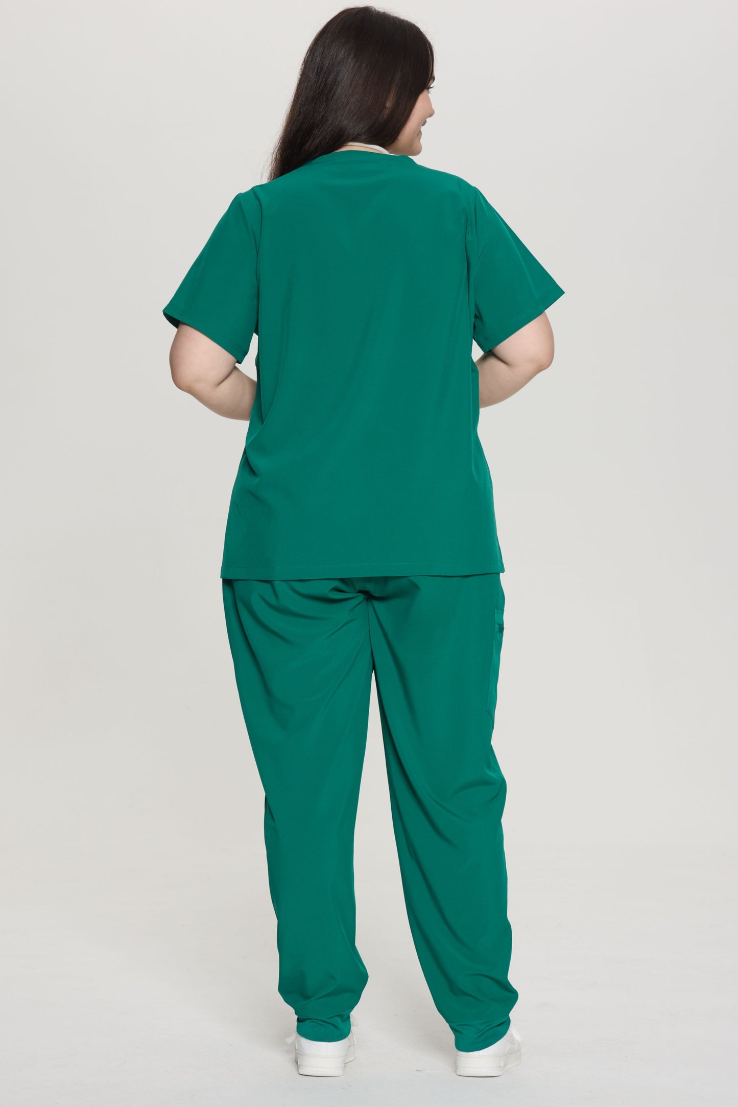 COZYFIT Curved V-Neck Scrub Top & Jogger Pants with 8 Pockets Scrub Sets