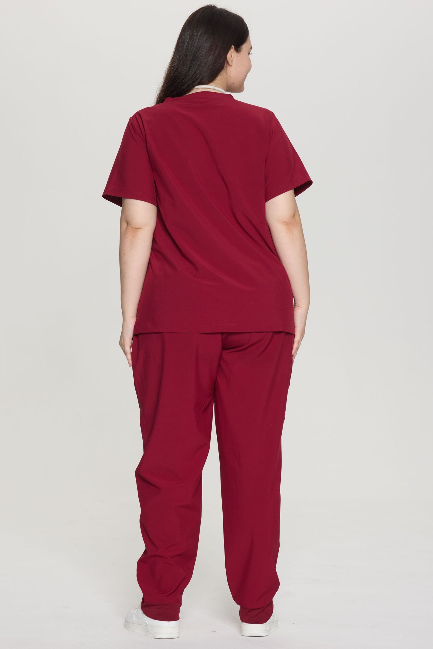 COZYFIT Curved V-Neck Scrub Top & Jogger Pants with 8 Pockets Scrub Sets