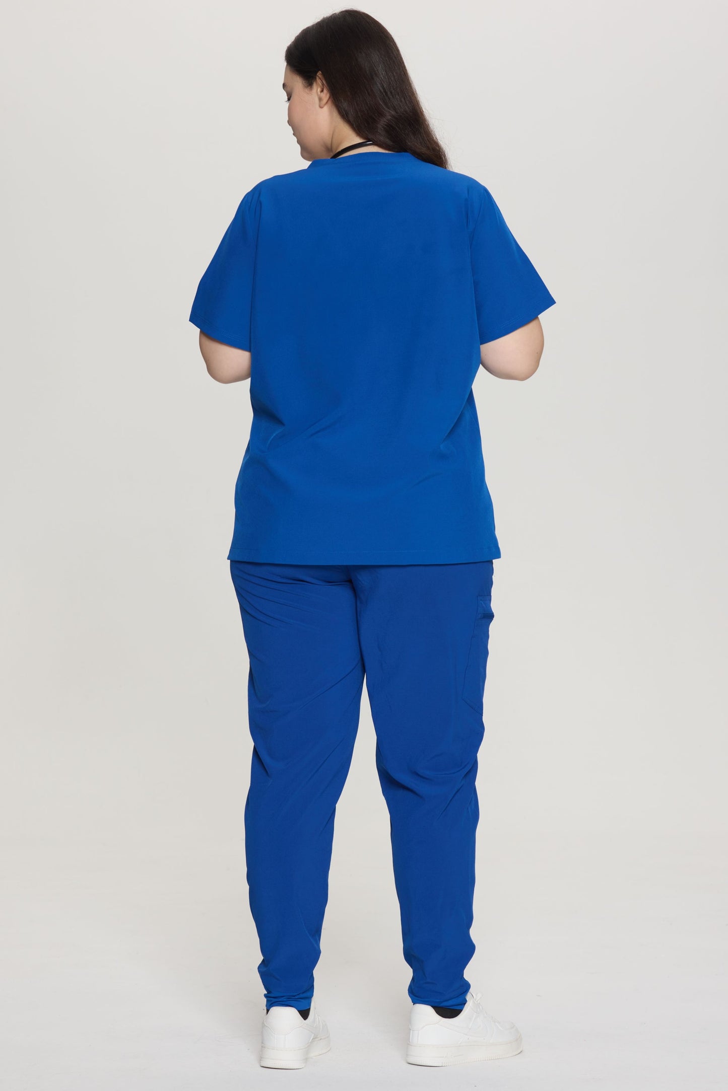 COZYFIT Curved V-Neck Scrub Top & Jogger Pants with 8 Pockets Scrub Sets