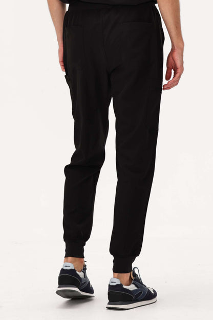 Men's 5-Pocket Jogger Scrub Pants, Black, Back View