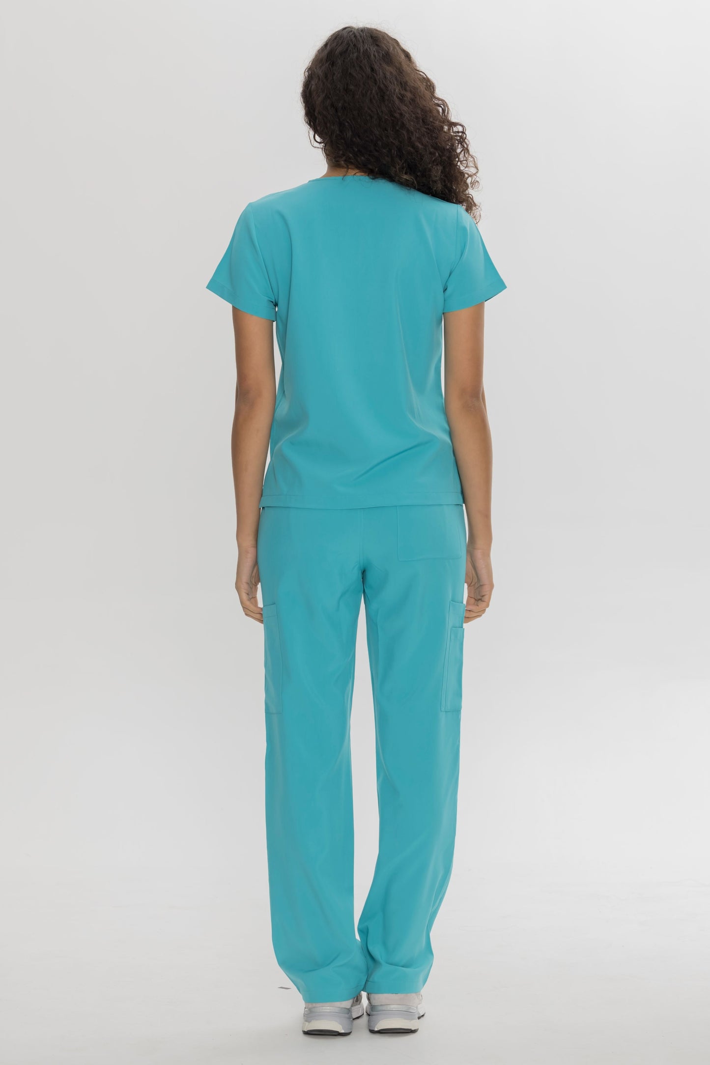 COZYFIT  V-Neck Scrub Top & Straight Leg Pants with 9 Pockets