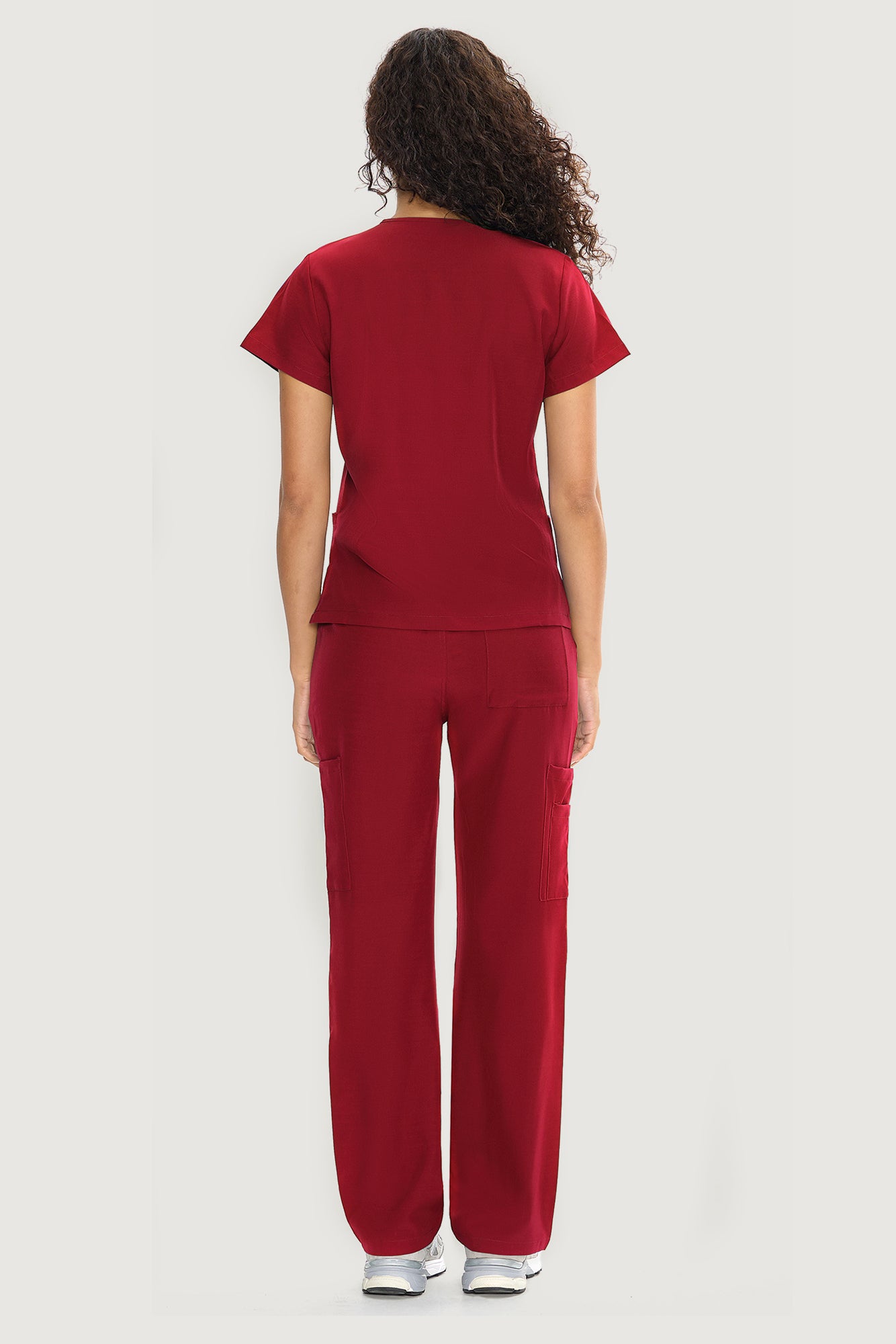 COZYFIT  V-Neck Scrub Top & Straight Leg Pants with 9 Pockets