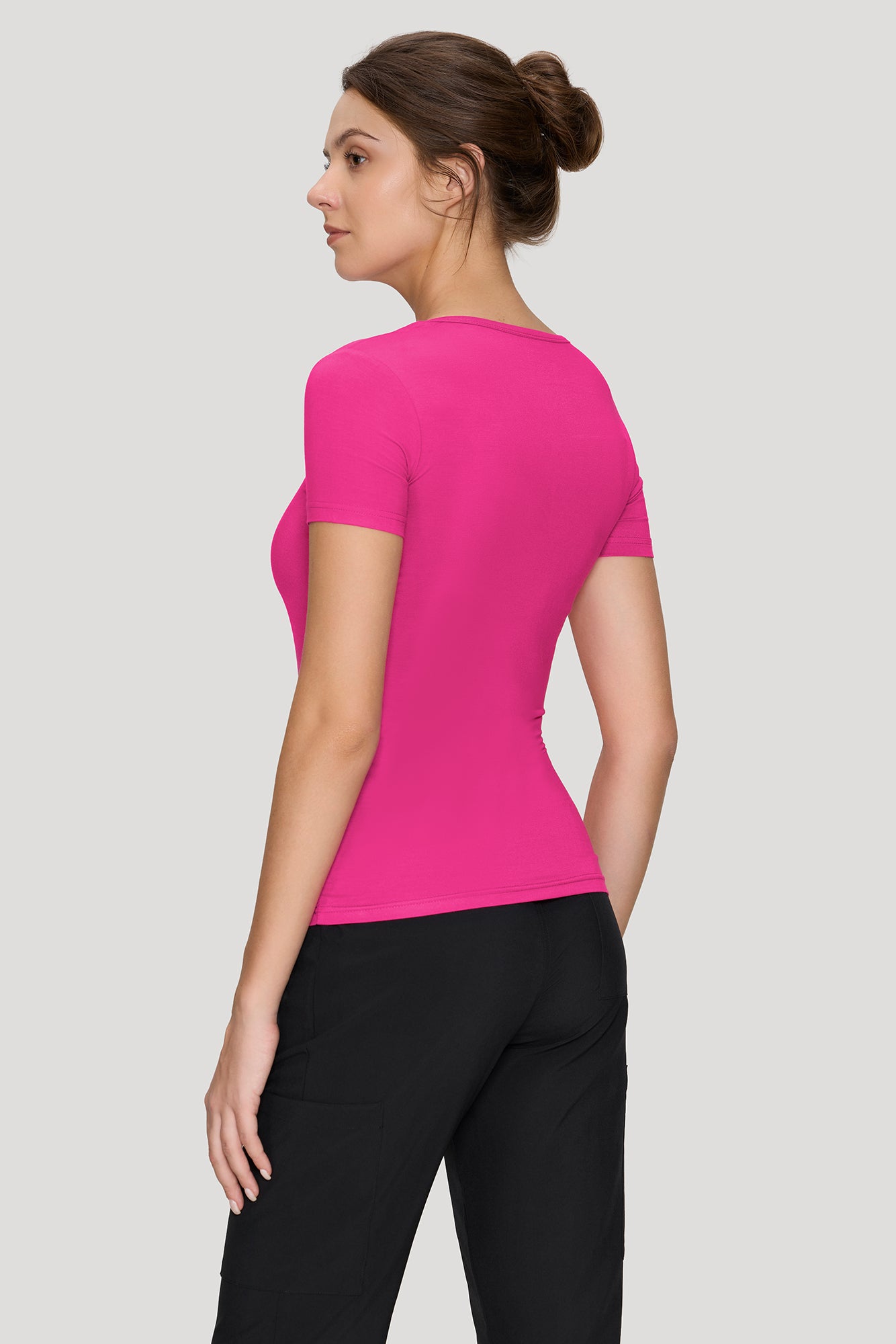 Women's Underscrubs Short Sleeve - Crew Neck Scrubs Tee, Silky Knit Undershirts for Nurse