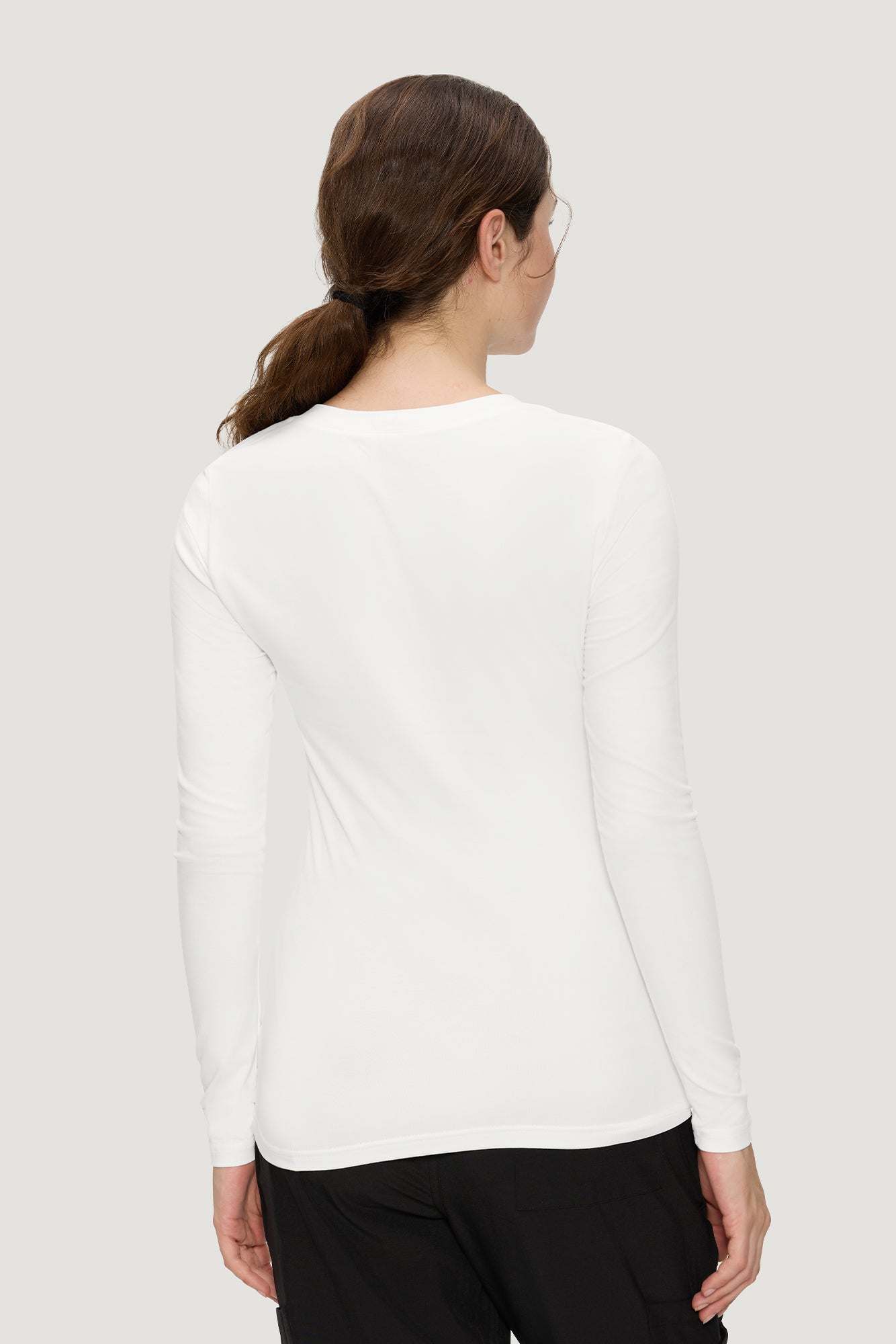 Women’s Underscrub Tee Comfort V-Neck Long Sleeve Undershirt with Soft & Easy Care Fabric