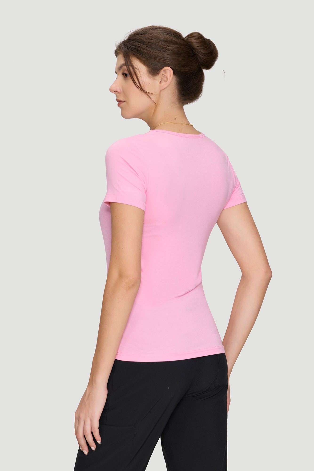 Women's Underscrubs Short Sleeve - Crew Neck Scrubs Tee, Silky Knit Undershirts for Nurse