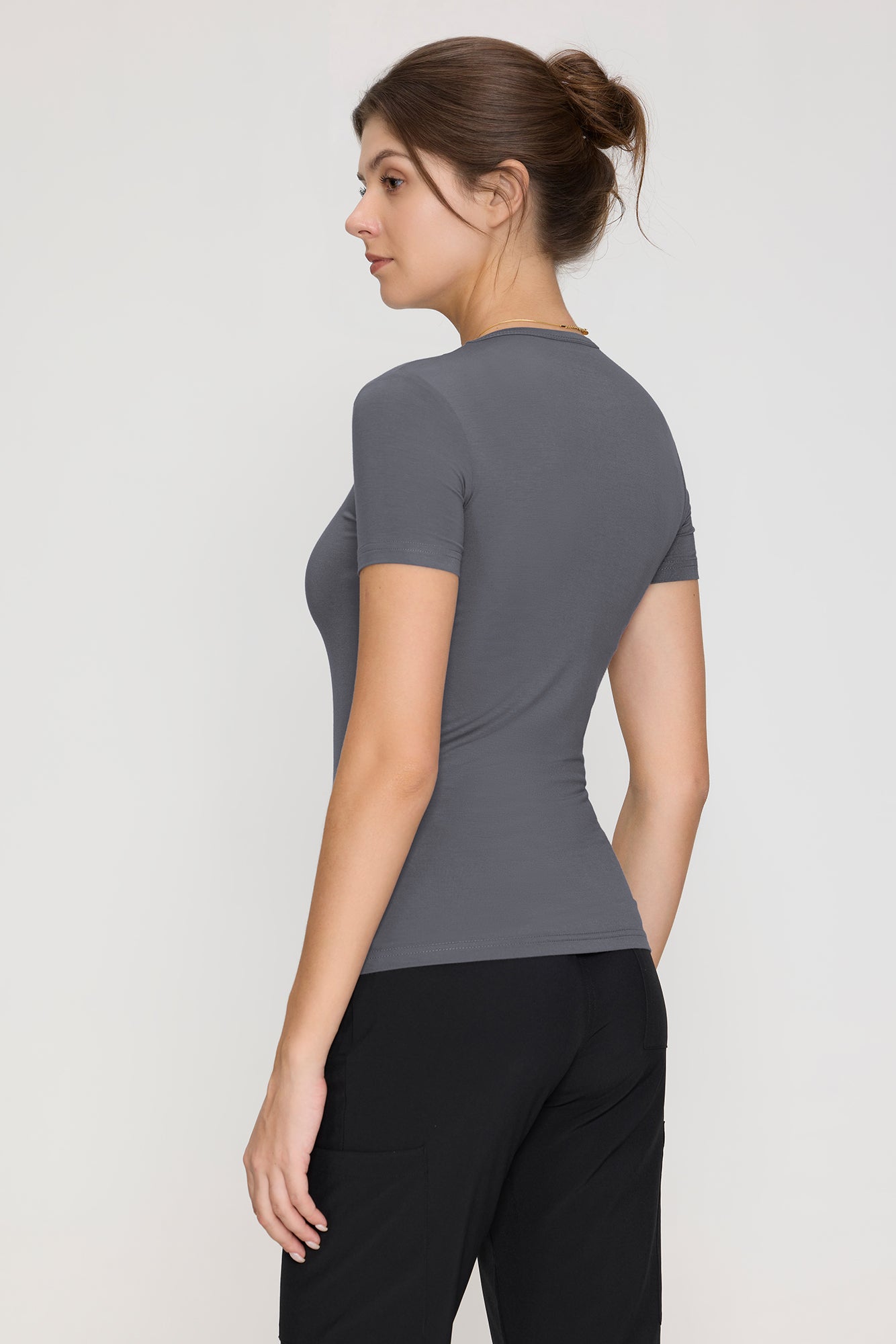 Women's Underscrubs Short Sleeve - Crew Neck Scrubs Tee, Silky Knit Undershirts for Nurse