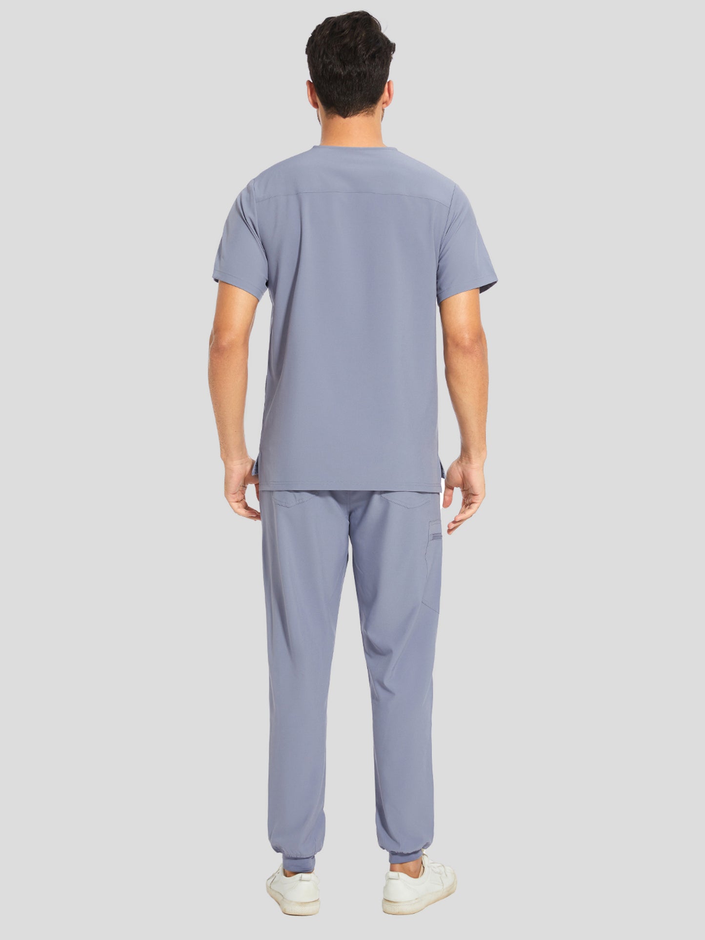 COZYFIT V-Neck Scrub Top & Jogger Pant with 8 Pockets, Yoga Waistband, Anti-Wrinkle Scrubs for Men