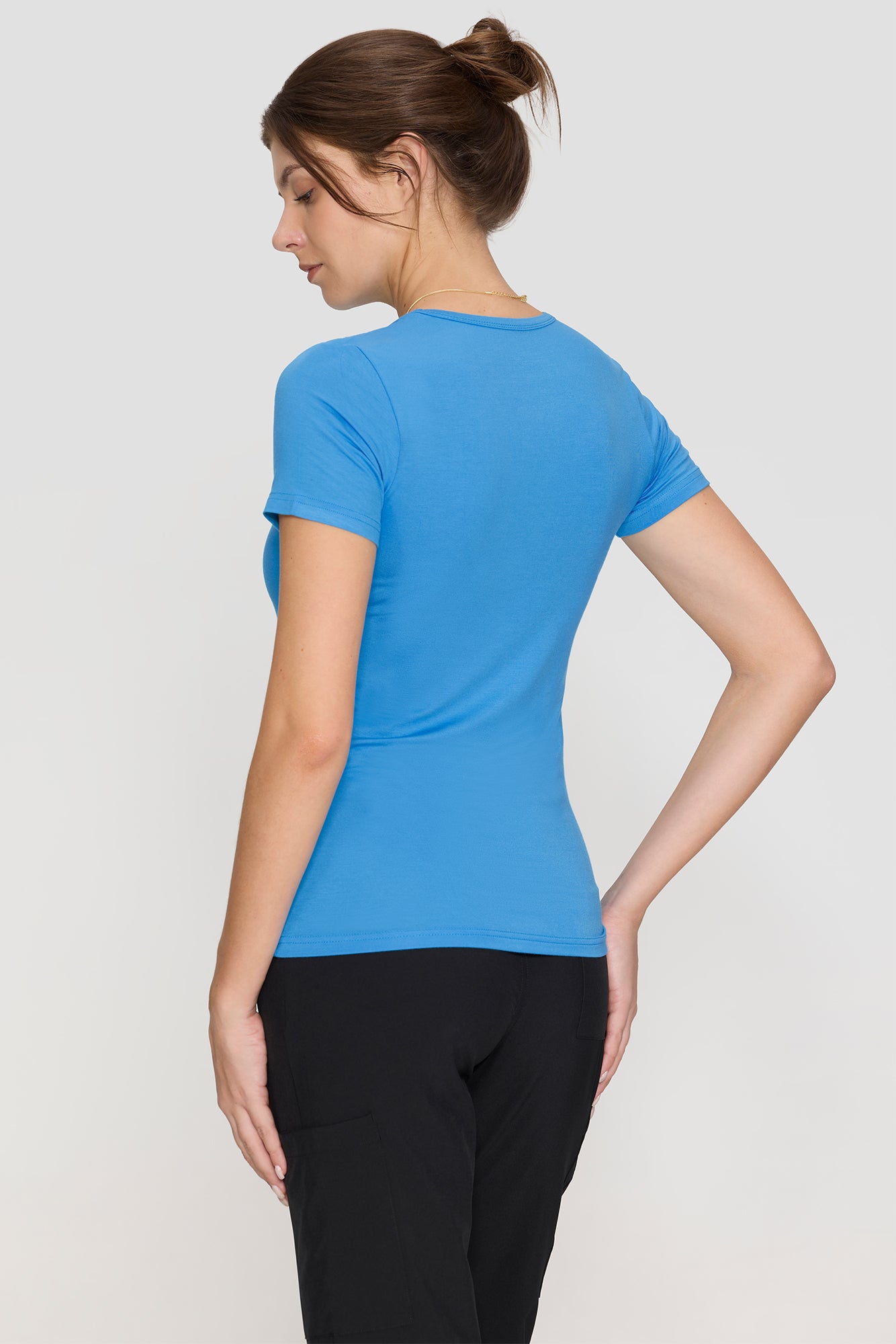 Women's Underscrubs Short Sleeve - Crew Neck Scrubs Tee, Silky Knit Undershirts for Nurse