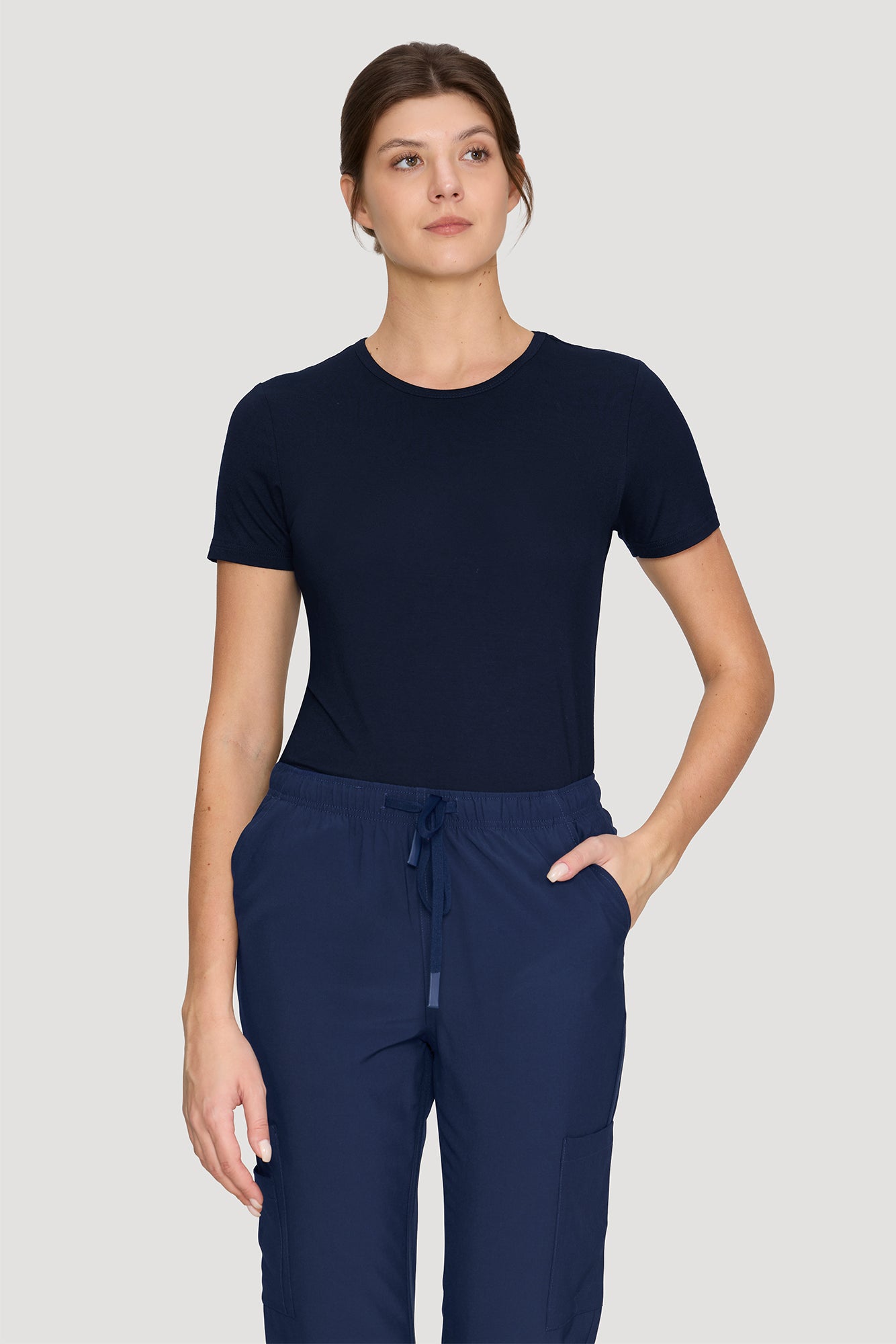 Women's Underscrubs Short Sleeve - Crew Neck Scrubs Tee, Silky Knit Undershirts for Nurse