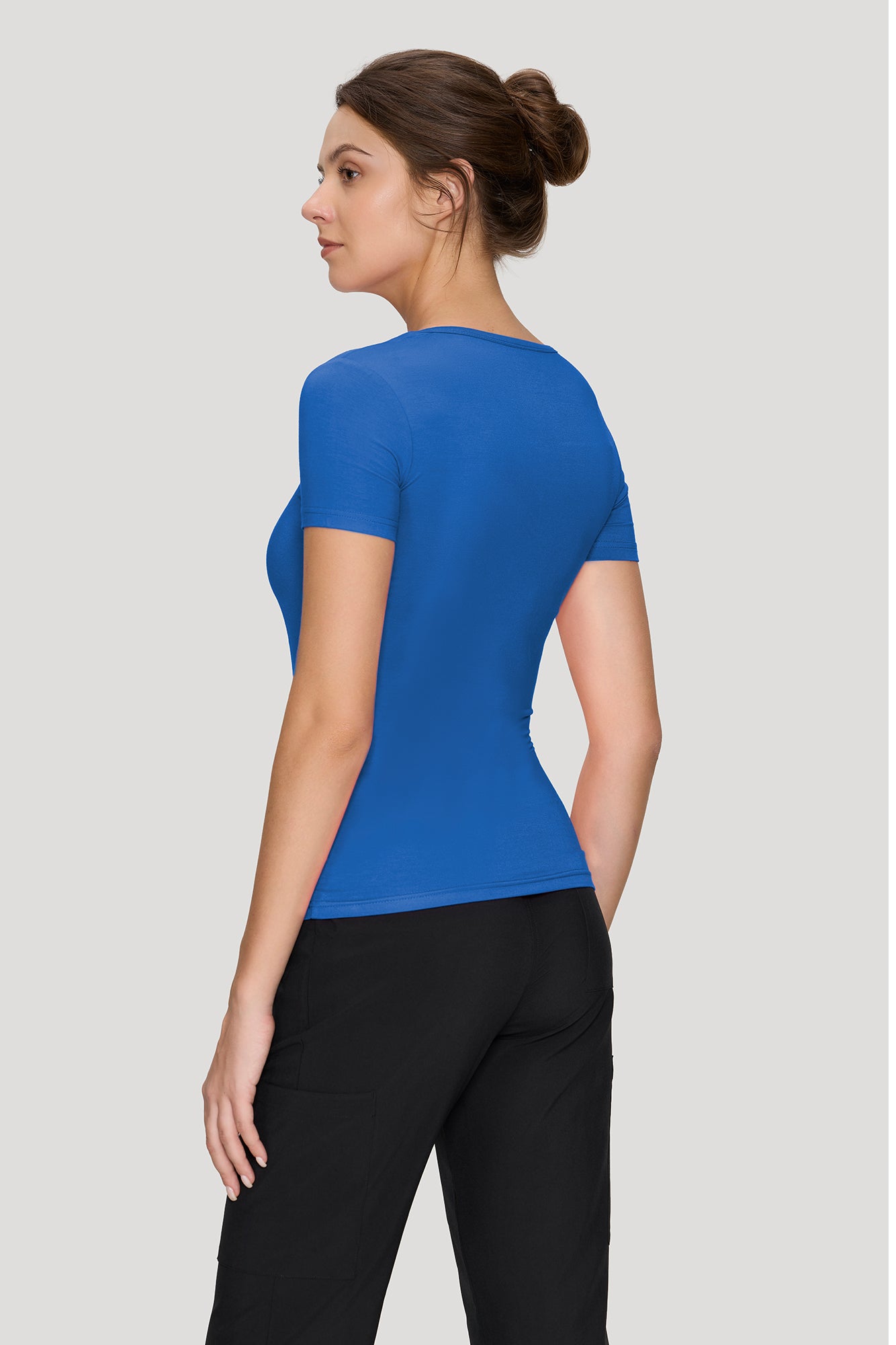 Women's Underscrubs Short Sleeve - Crew Neck Scrubs Tee, Silky Knit Undershirts for Nurse