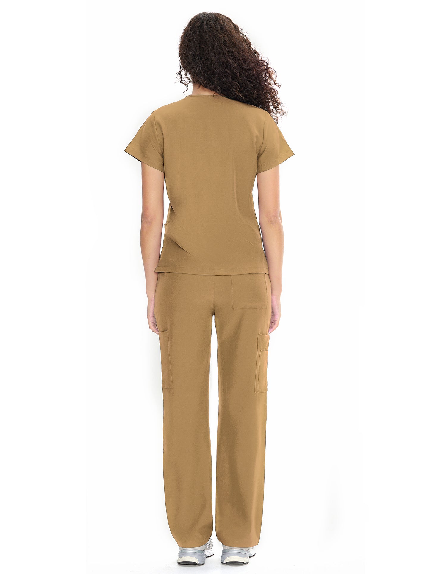COZYFIT  V-Neck Scrub Top & Straight Leg Pants with 9 Pockets