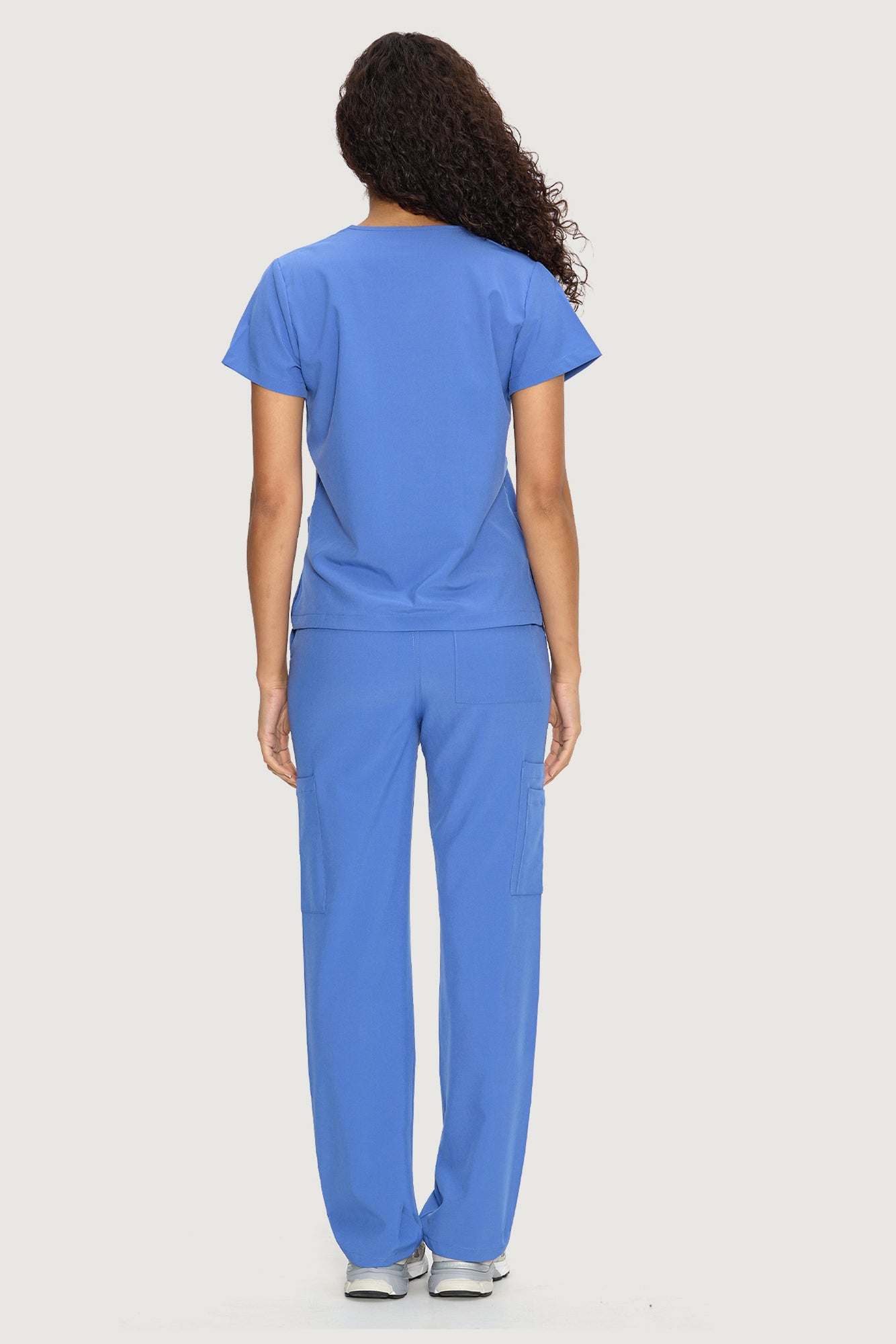 COZYFIT  V-Neck Scrub Top & Straight Leg Pants with 9 Pockets