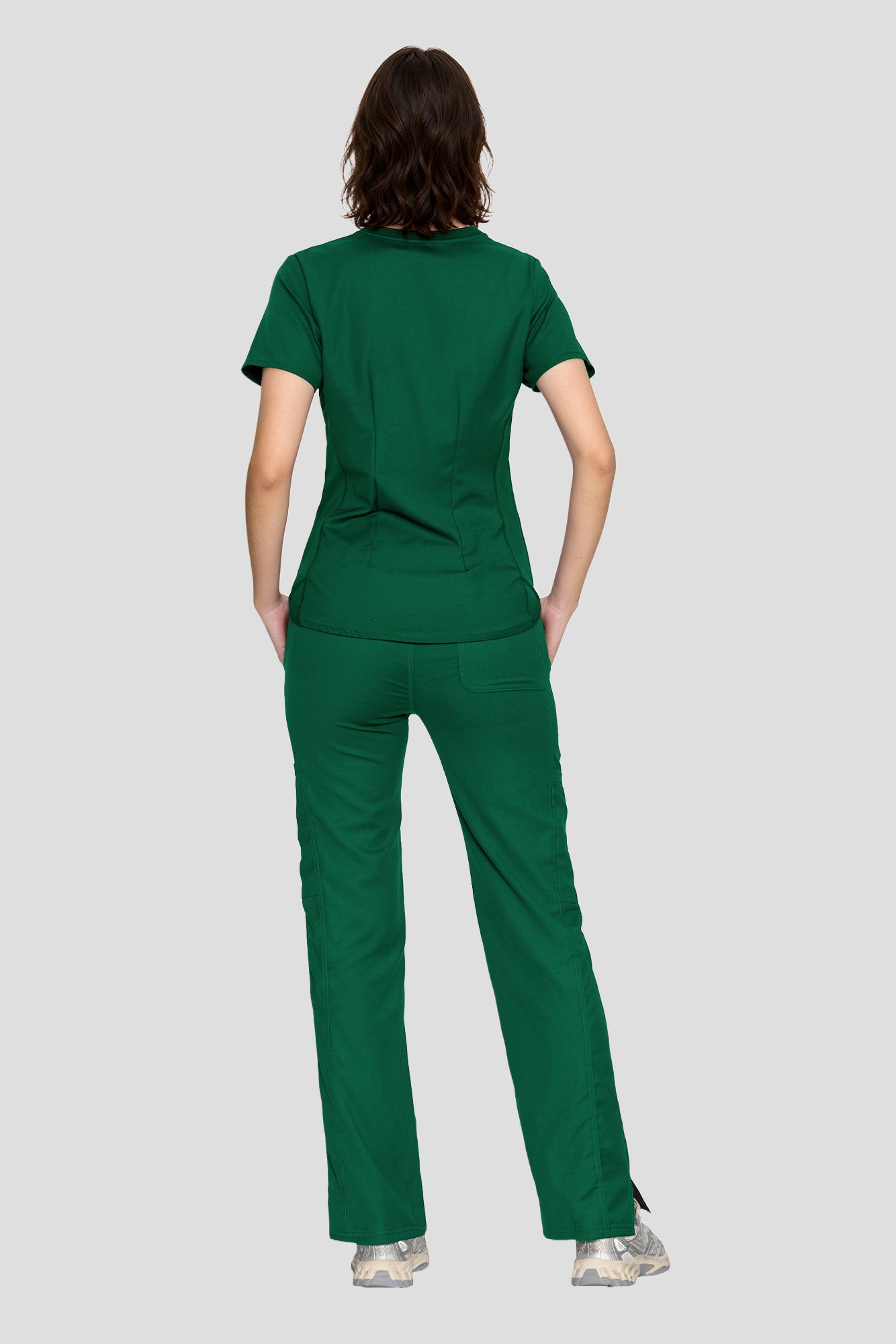 Scrubs for Women Set, V-Neck Top & Straight Leg Cargo Pants. 9 Pockets. Side Ribbed Panels, Side Slits, Ultra-Soft Stretch Fabric, Breathable Medical Uniform for Workwear
