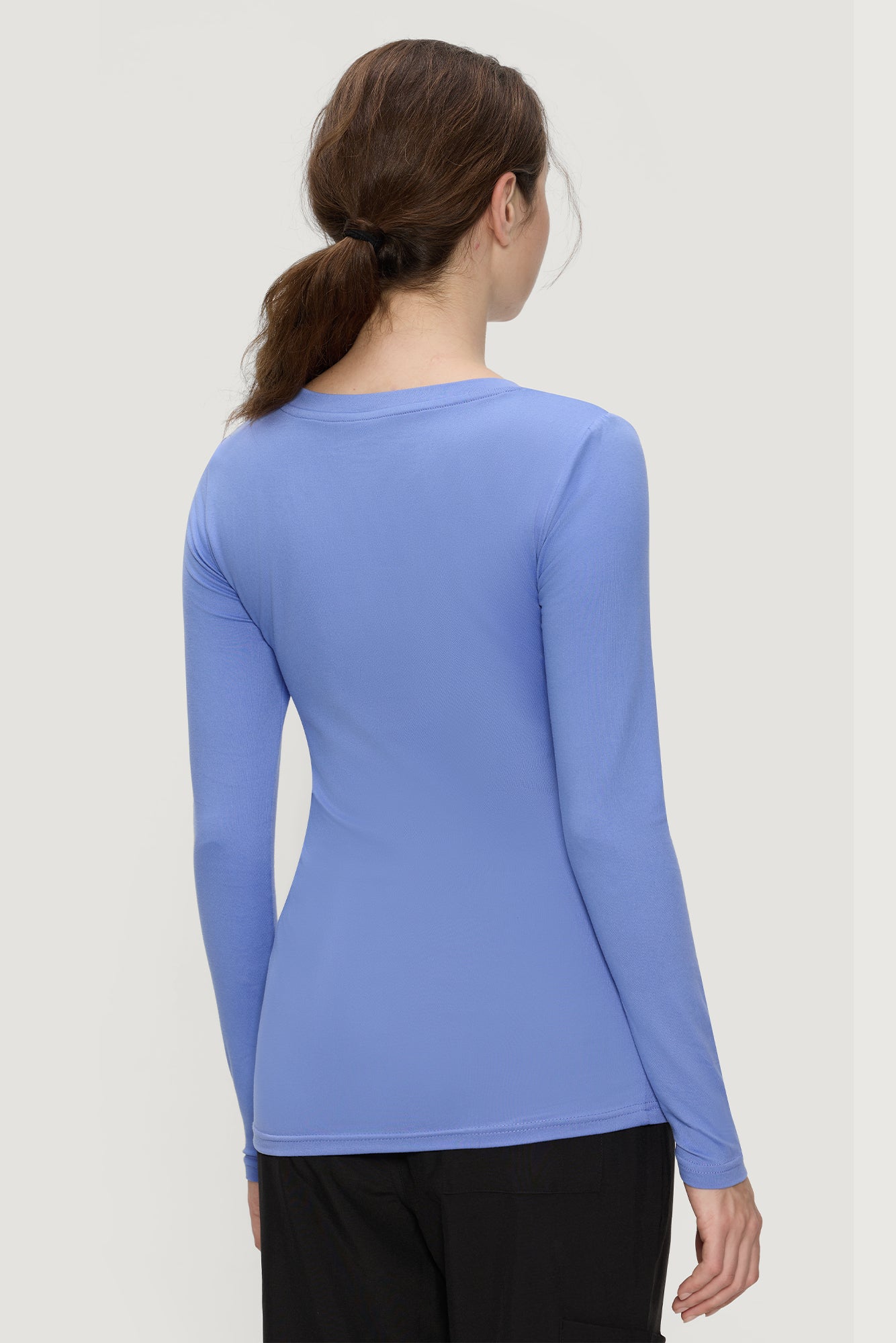 Underscrub Long Sleeve Women - Scoop Neck Scrubs Undershirt Soft Stretch Fitted Top