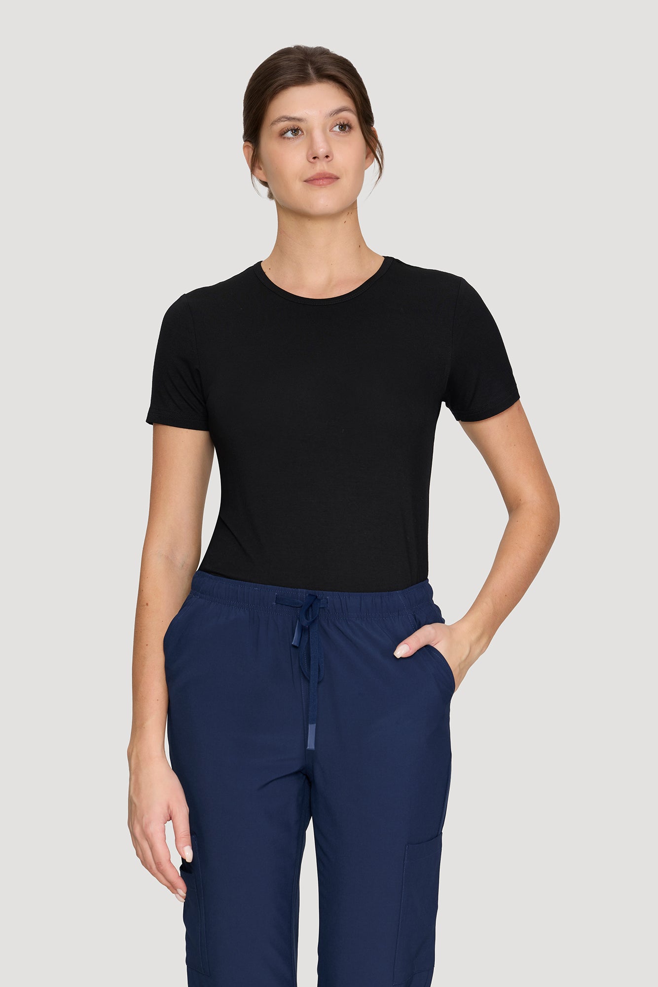 Women's Underscrubs Short Sleeve - Crew Neck Scrubs Tee, Silky Knit Undershirts for Nurse