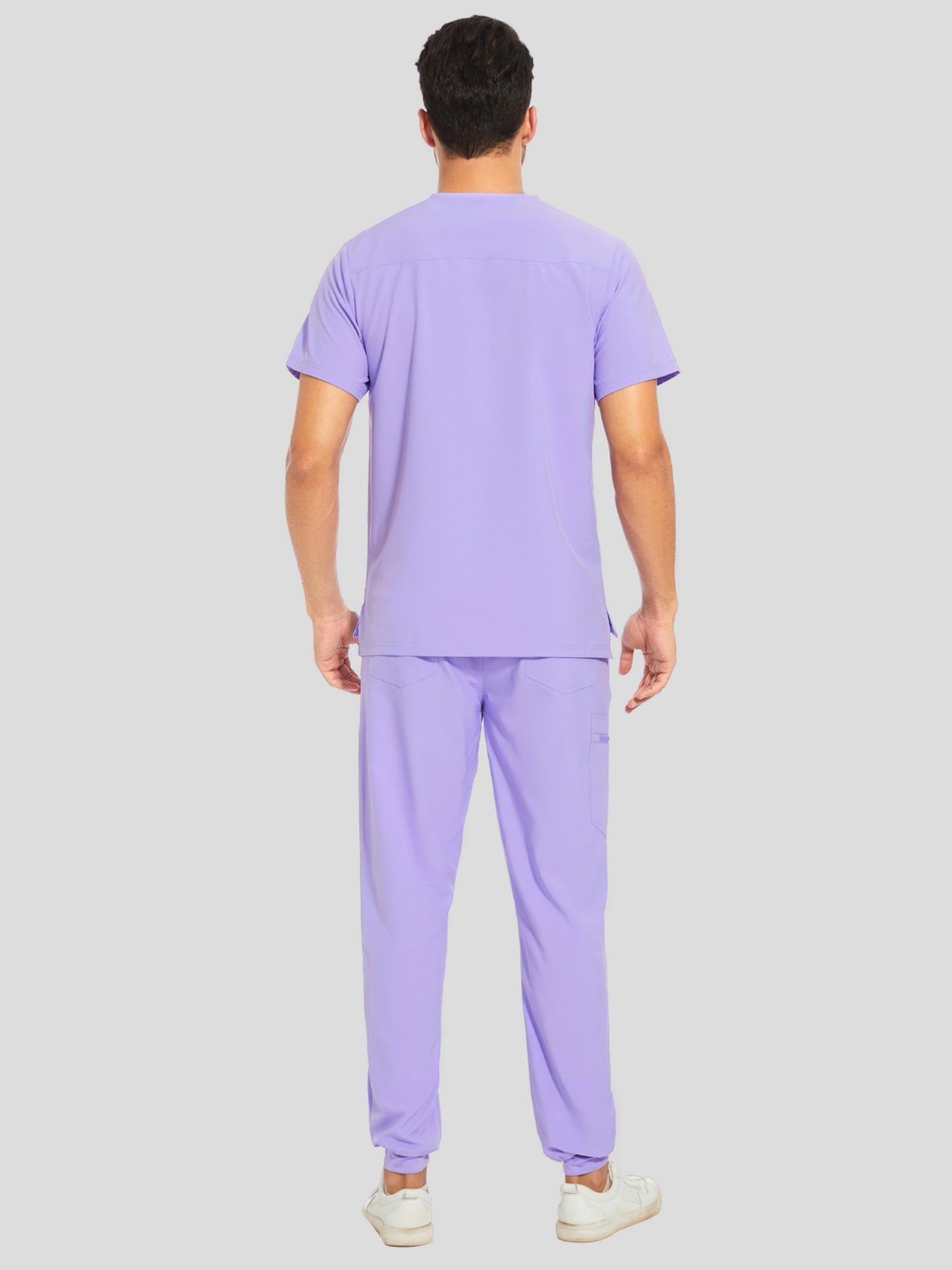 COZYFIT V-Neck Scrub Top & Jogger Pant with 8 Pockets, Yoga Waistband, Anti-Wrinkle Scrubs for Men