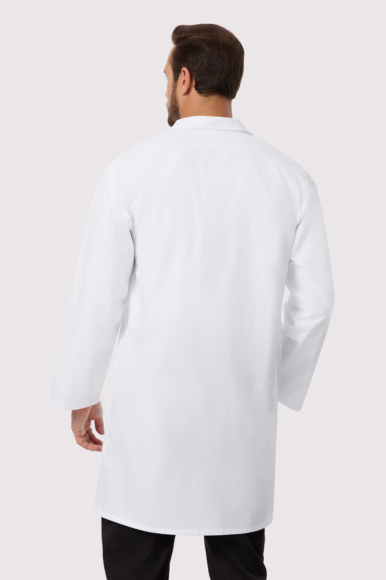 Cozyfit Professional White Lab Coat for Men, Button Front Long Sleeve Doctor Coat with 3 Pockets