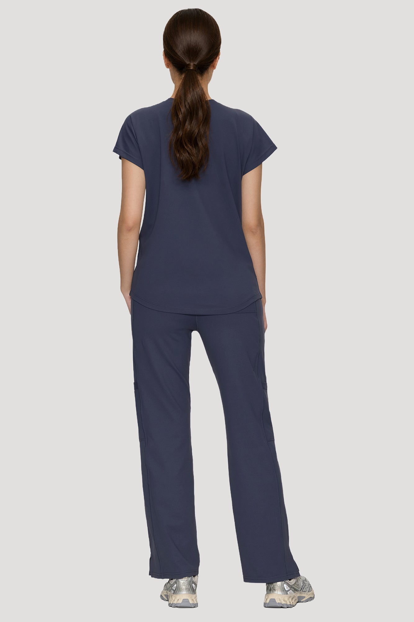 Scrubs for Women Set, V Neck Top & Straight Leg Pants | 6 Pockets, High Elastic Soft Fabric, Drop Shoulder, Slit Hem Yoga Scrub Pants for Easy Movement