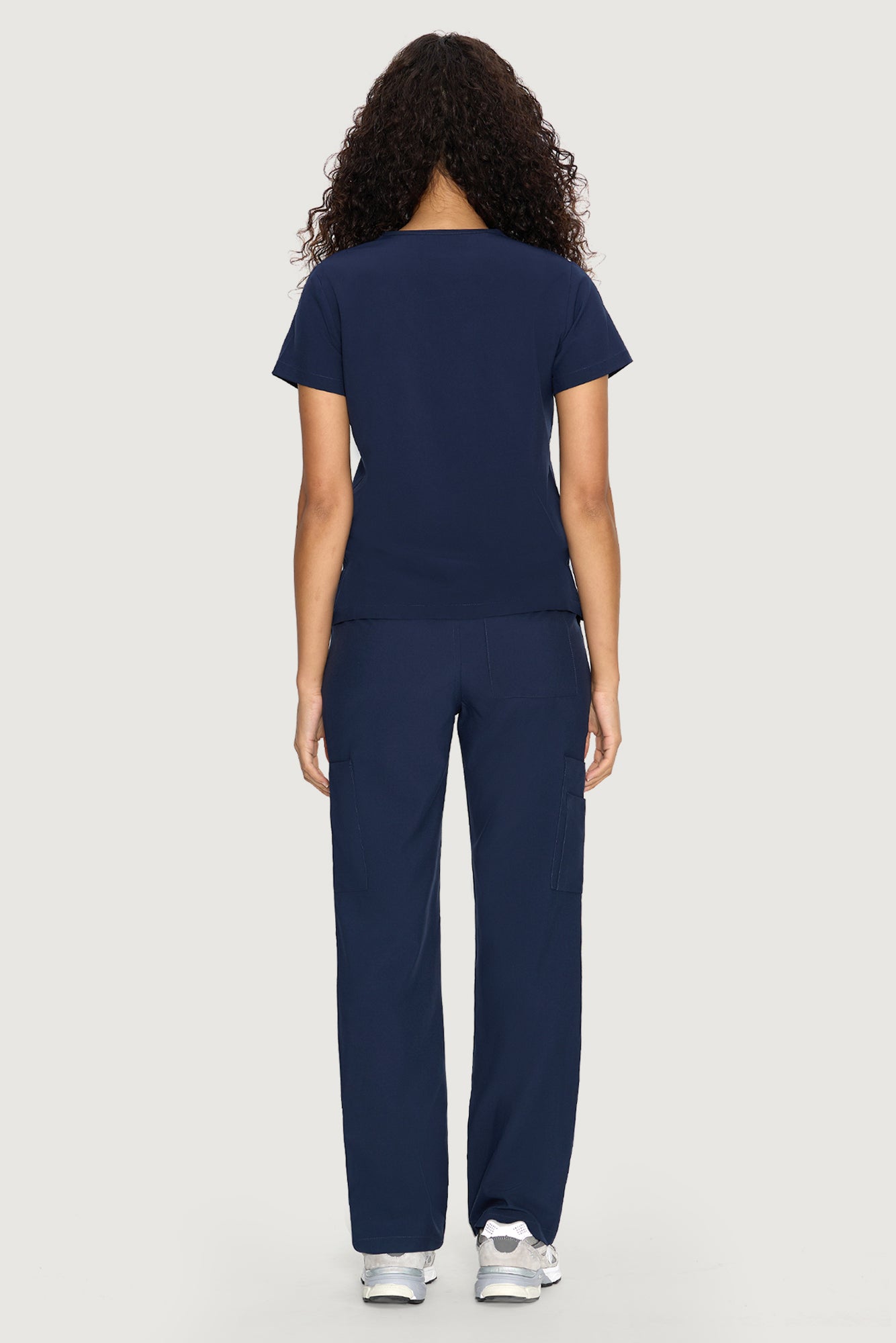 COZYFIT  V-Neck Scrub Top & Straight Leg Pants with 9 Pockets