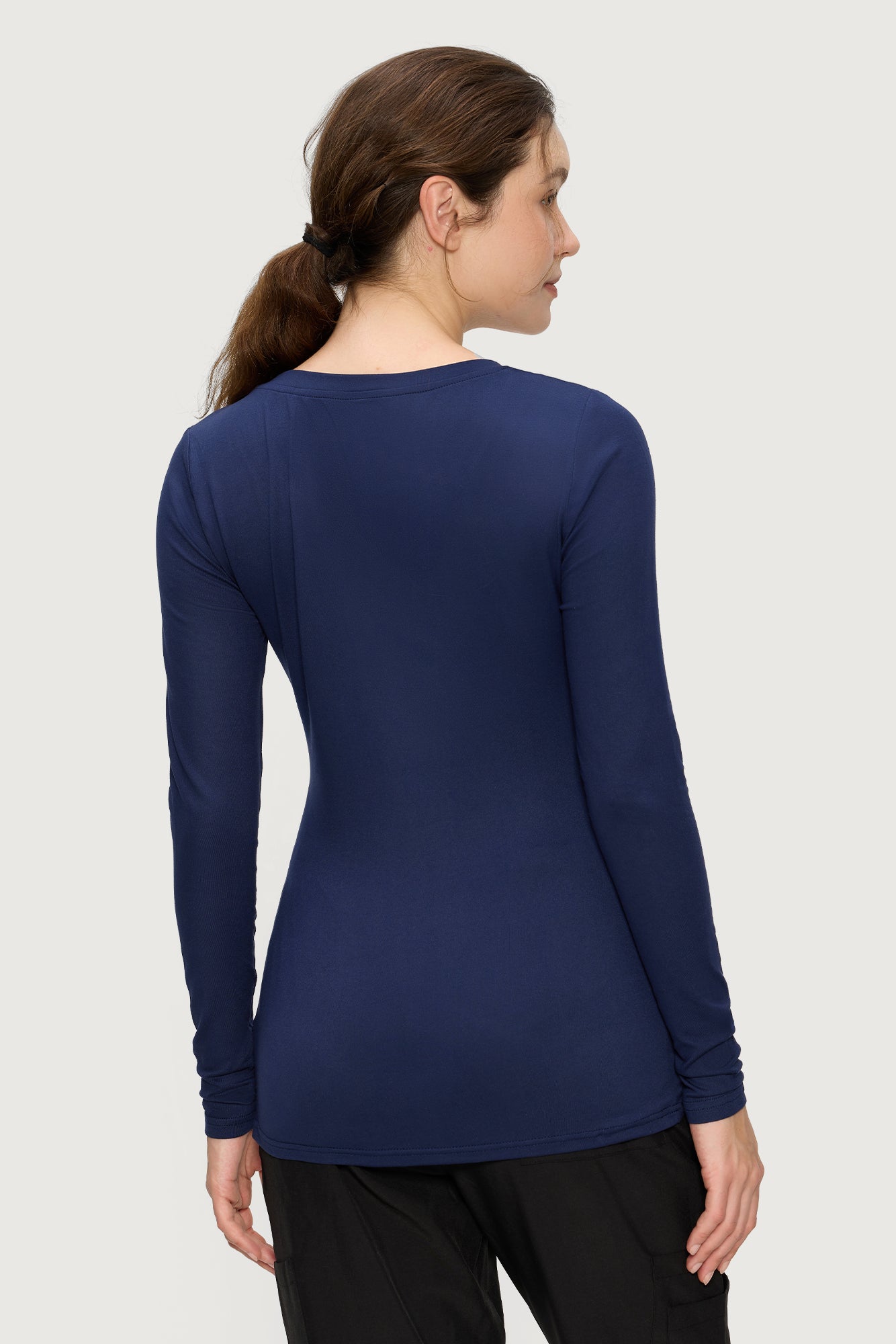 Underscrub Long Sleeve Women - Scoop Neck Scrubs Undershirt Soft Stretch Fitted Top