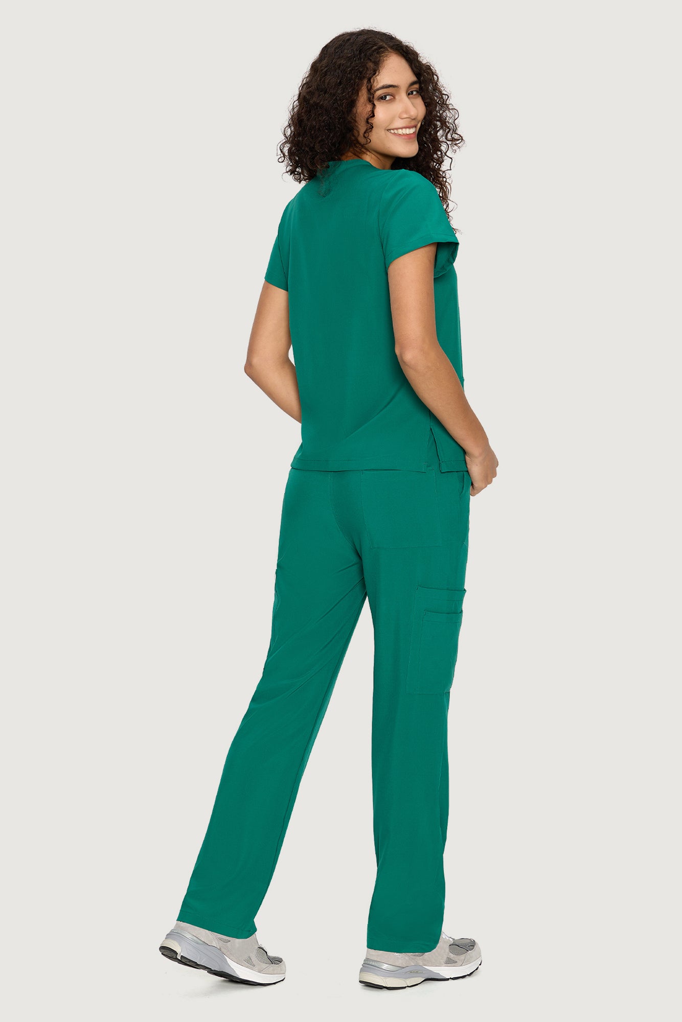 COZYFIT  V-Neck Scrub Top & Straight Leg Pants with 9 Pockets