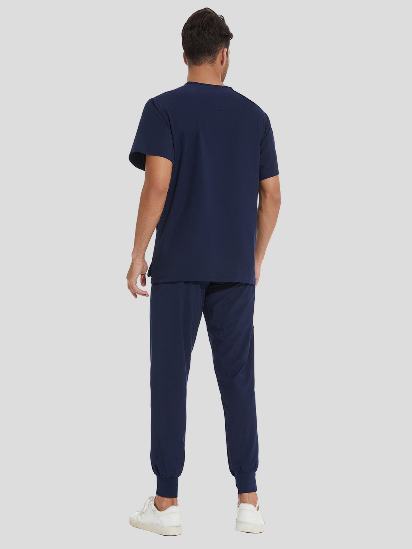COZYFIT V-Neck Scrub Top & Jogger Pant with 8 Pockets, Yoga Waistband, Anti-Wrinkle Scrubs for Men