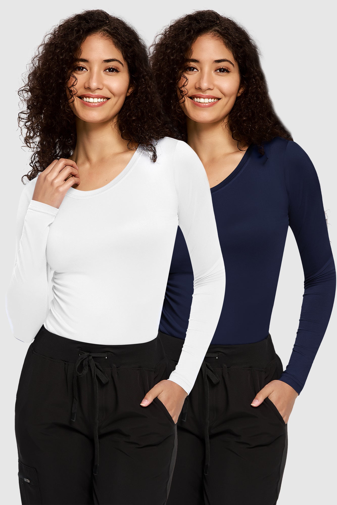 COZYFIT 2 Pack Underscrub Long Sleeve Women - Undershirts for Women Soft Fabric