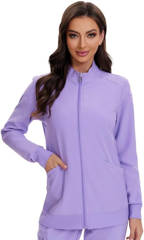 Juno Zip Front Scrub Jacket — Light Purple — 4