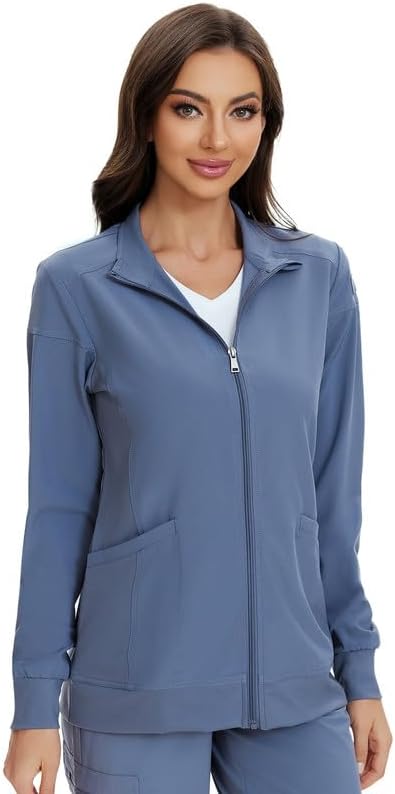 Juno Zip Front Scrub Jacket — Grey — 3
