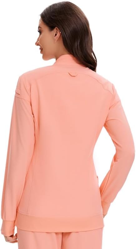 Juno Zip Front Scrub Jacket — Coral Red — 2