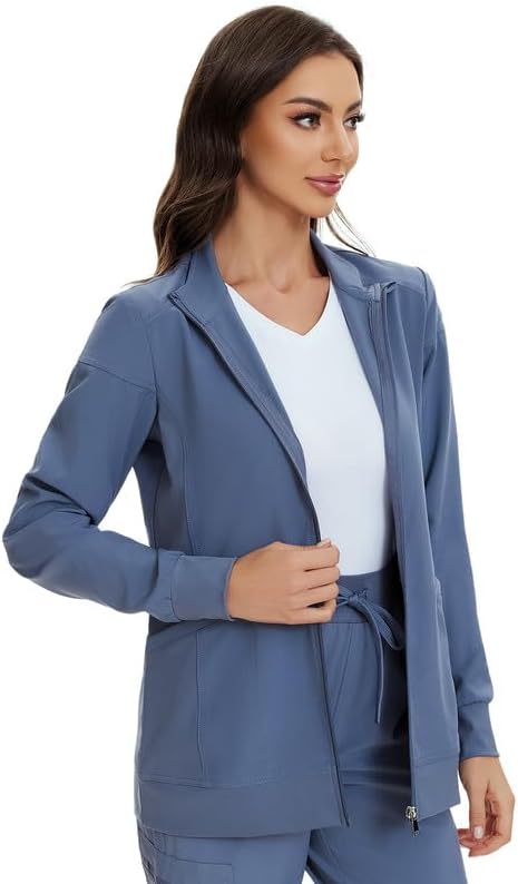 Juno Zip Front Scrub Jacket — Grey — 4