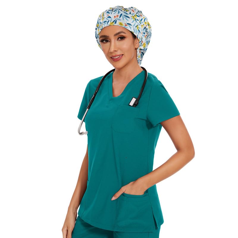 Adjustable Button Scrub Cap — B07-Summer Breeze — Single Layer — 6